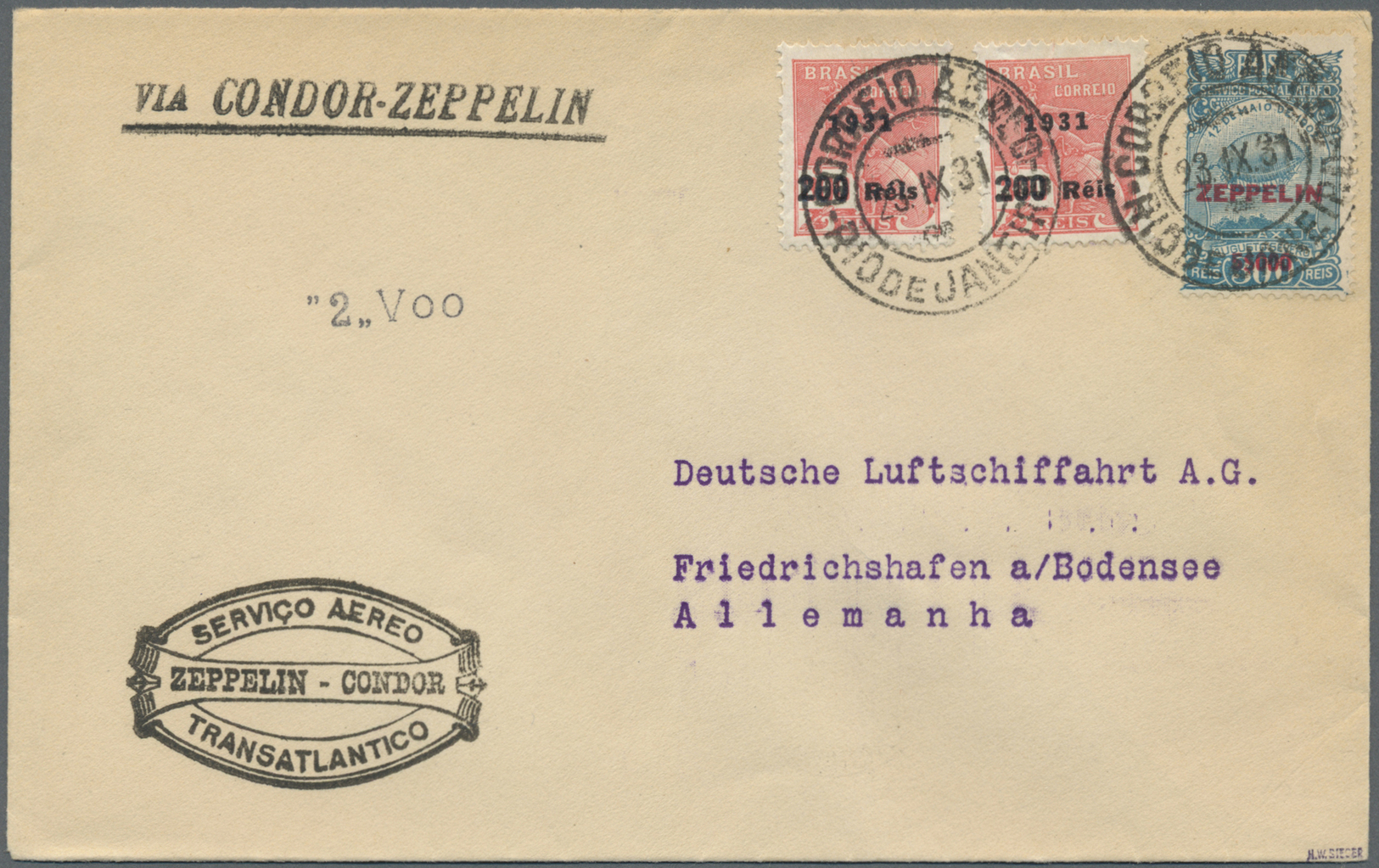 Br Brasilien - Zeppelinpost: 1931, 2. Südamerika-Fahrt, Brasilianische Post Der Rückfahrt Mit Werbezettel Und Illustrier - Airmail