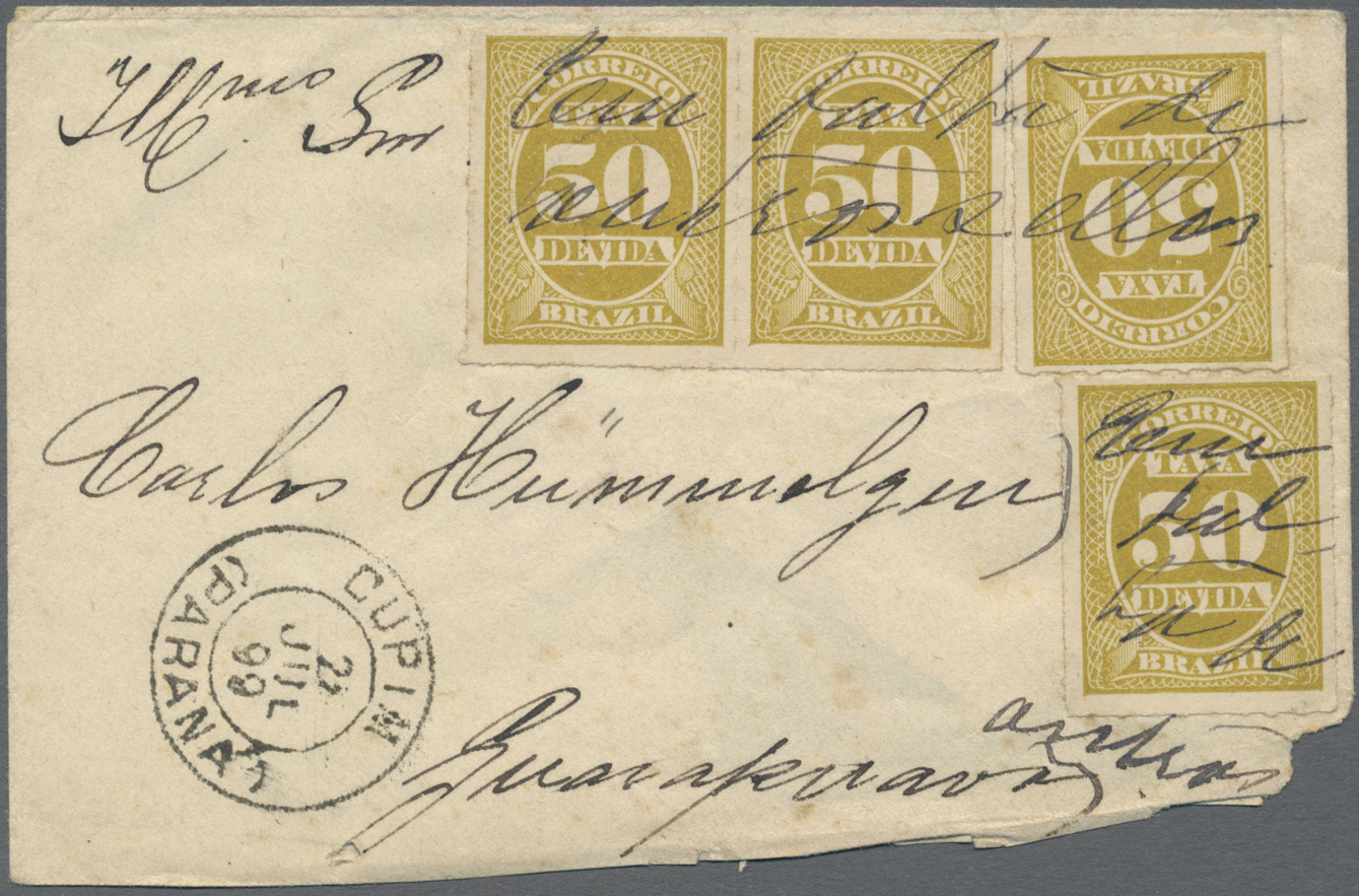 Br Brasilien - Besonderheiten: 1899, Small Envelope From CUPIN (PARANA) Franked With Four 50 D. Tax Stamps And Handwritt - Other & Unclassified