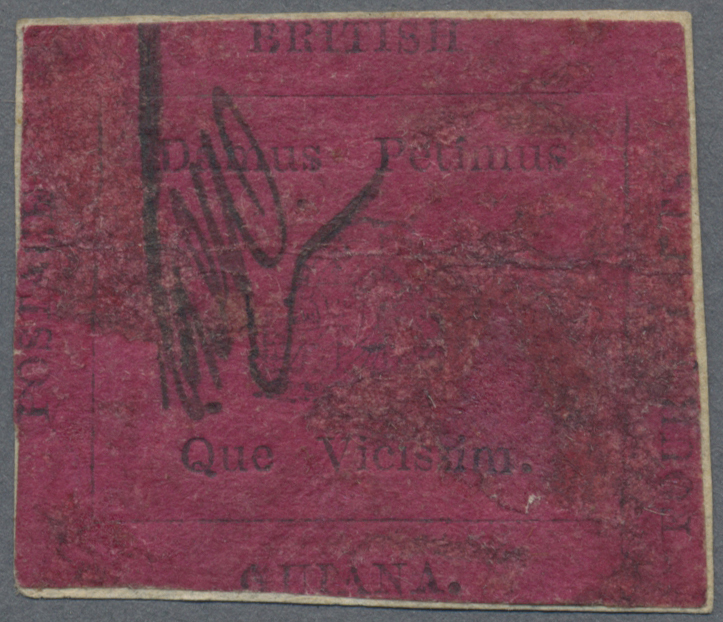 (*) Britisch-Guyana: 1856, 4 Cents Black On Magenta, Signed By The Postal Clerk Wight "EDW", Unused Example, Like Usual  - British Guiana (...-1966)