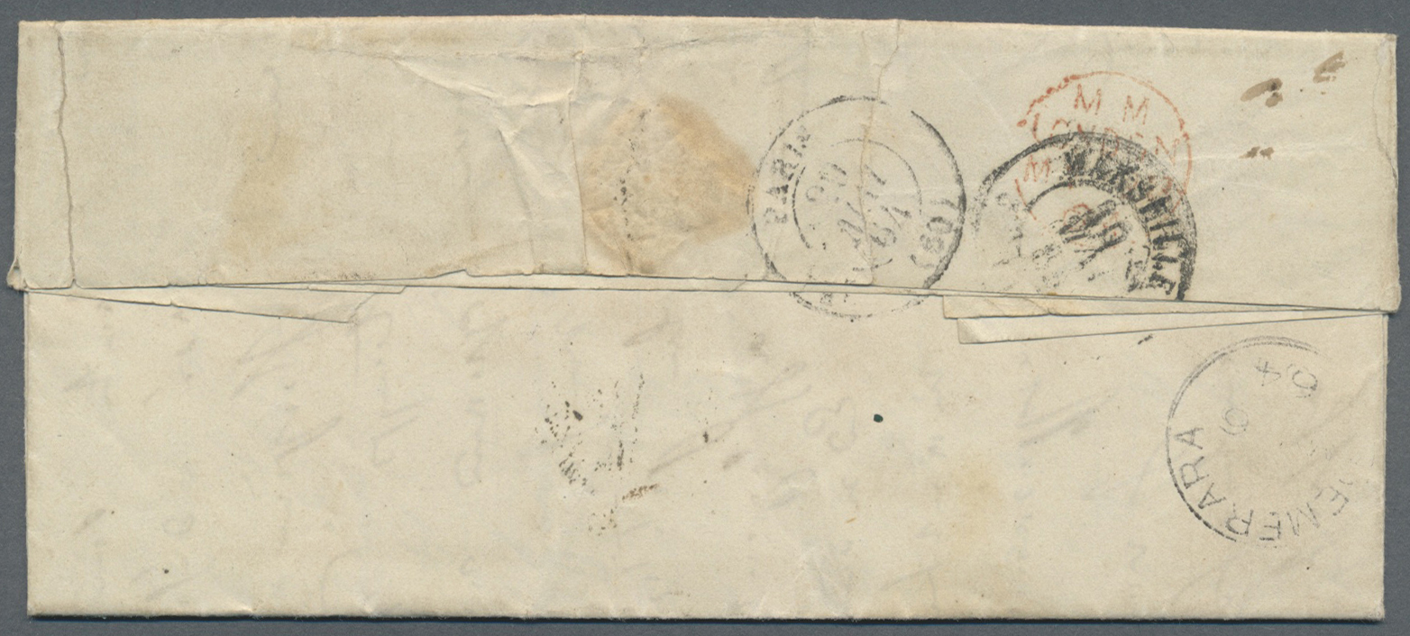 Br Britisch-Guyana: 1864. Stampless Envelope To France Written From Cayenne (French) Dated '11 April 64' Cancelled On Re - British Guiana (...-1966)