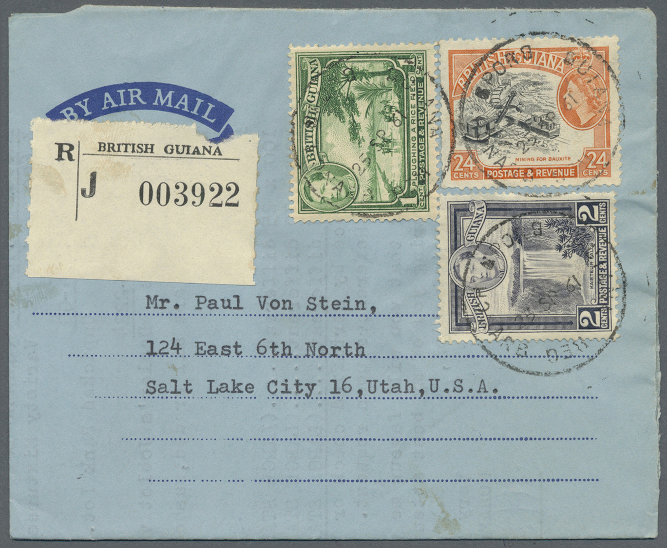 Br Britisch-Guyana: 1950/1971, Five Formular AIRLETTERS Bearing Different Definitives All Commercially Registered Used T - British Guiana (...-1966)