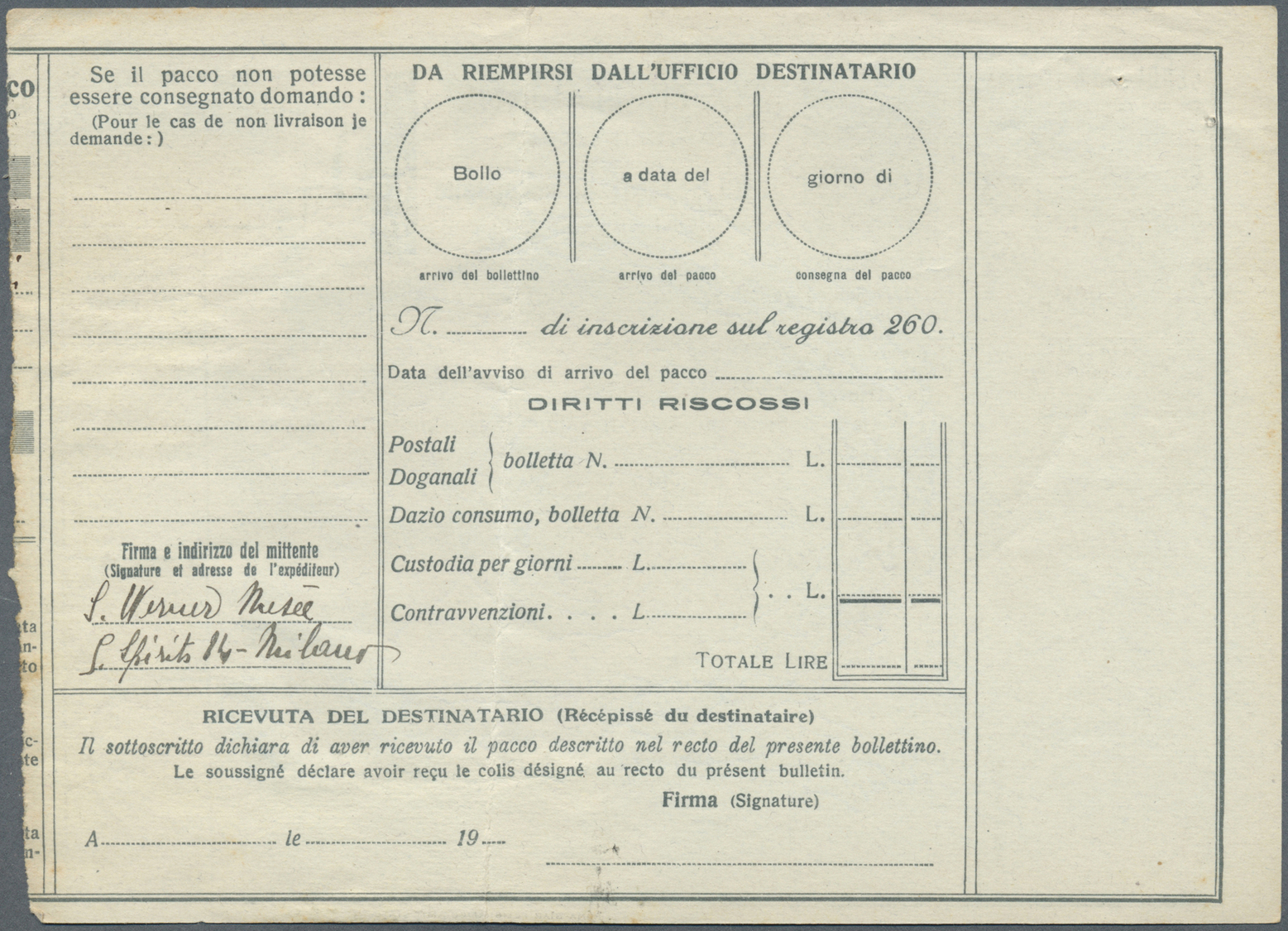 GA Italien - Ganzsachen: 1929 2 Packet Cards From Milano Into The U.S.A With Interesting Additional Parcel Stamps - Entiers Postaux