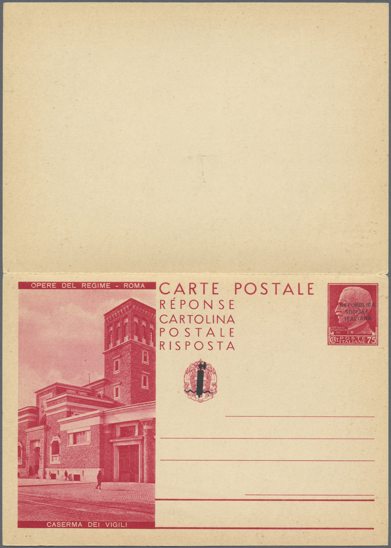 GA Italien - Ganzsachen: 1944, Soziale Republik - NICHT ZUR AUSGABE GELANGTE KOMPLETTE SERIE „OPERE DEL REGIME - - Stamped Stationery