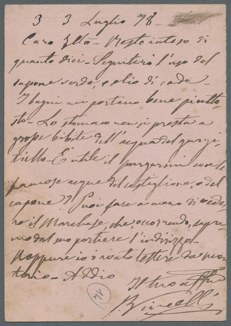 GA Italien - Stempel: 1878, Italian Postal Stationery "Cartolina Postale Con Risposta Pagata Quindici Cmi", Tied - Marcophilie