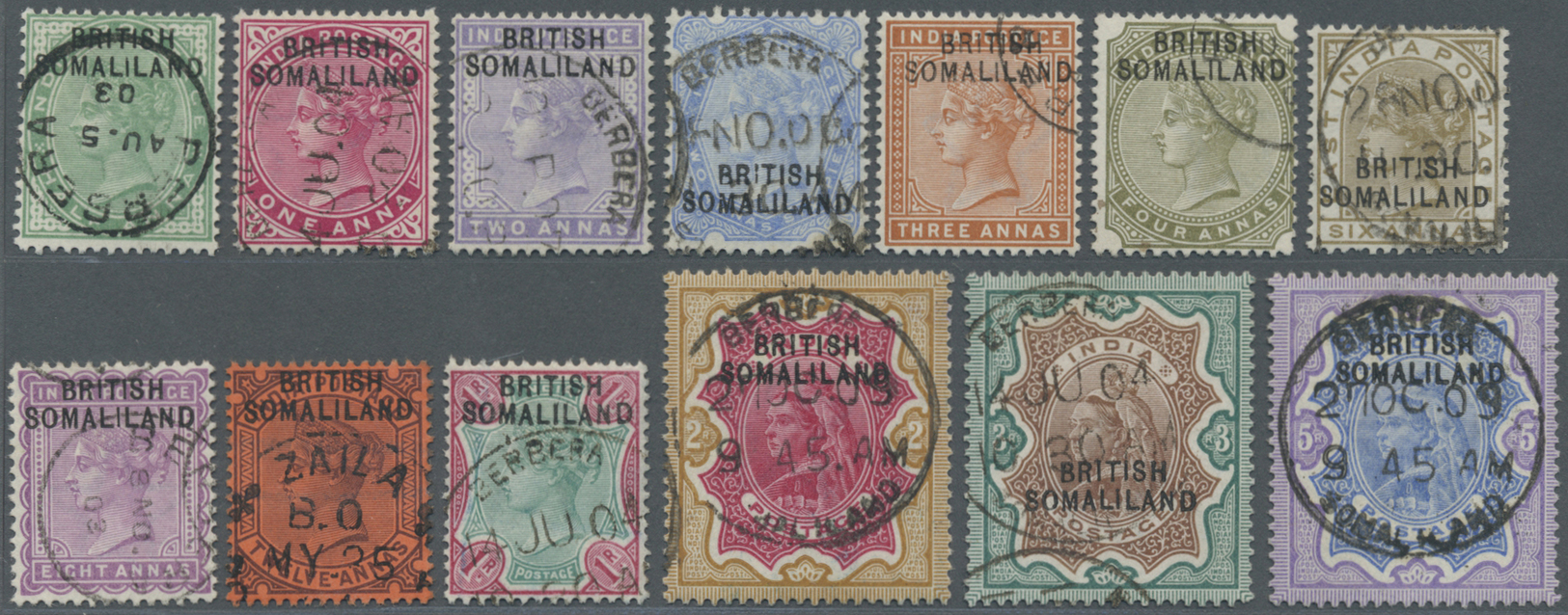 O Britisch-Somaliland: 1903, Stamps Of India Overprinted "BRITISH SOMALILAND" Nicely Cancelled. 2´6A, 6 A And 3 Rp. With - Somalia (1960-...)