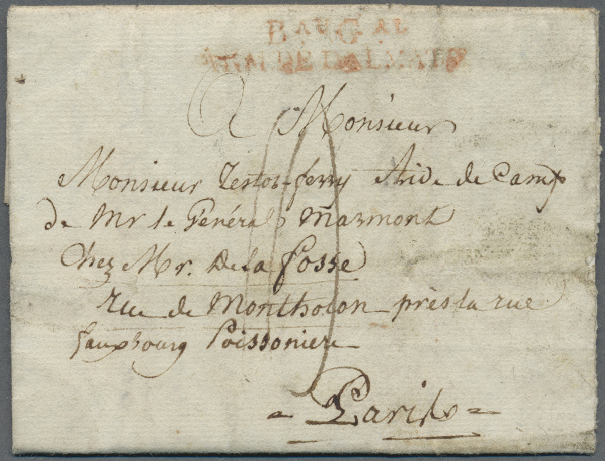 Br Kroatien - Vorphilatelie: ARMEE DE DALMATIE: 1808, "B.AU G.AL ARM DE DALMATIE", Double Line In Red On Folded L - Croatia