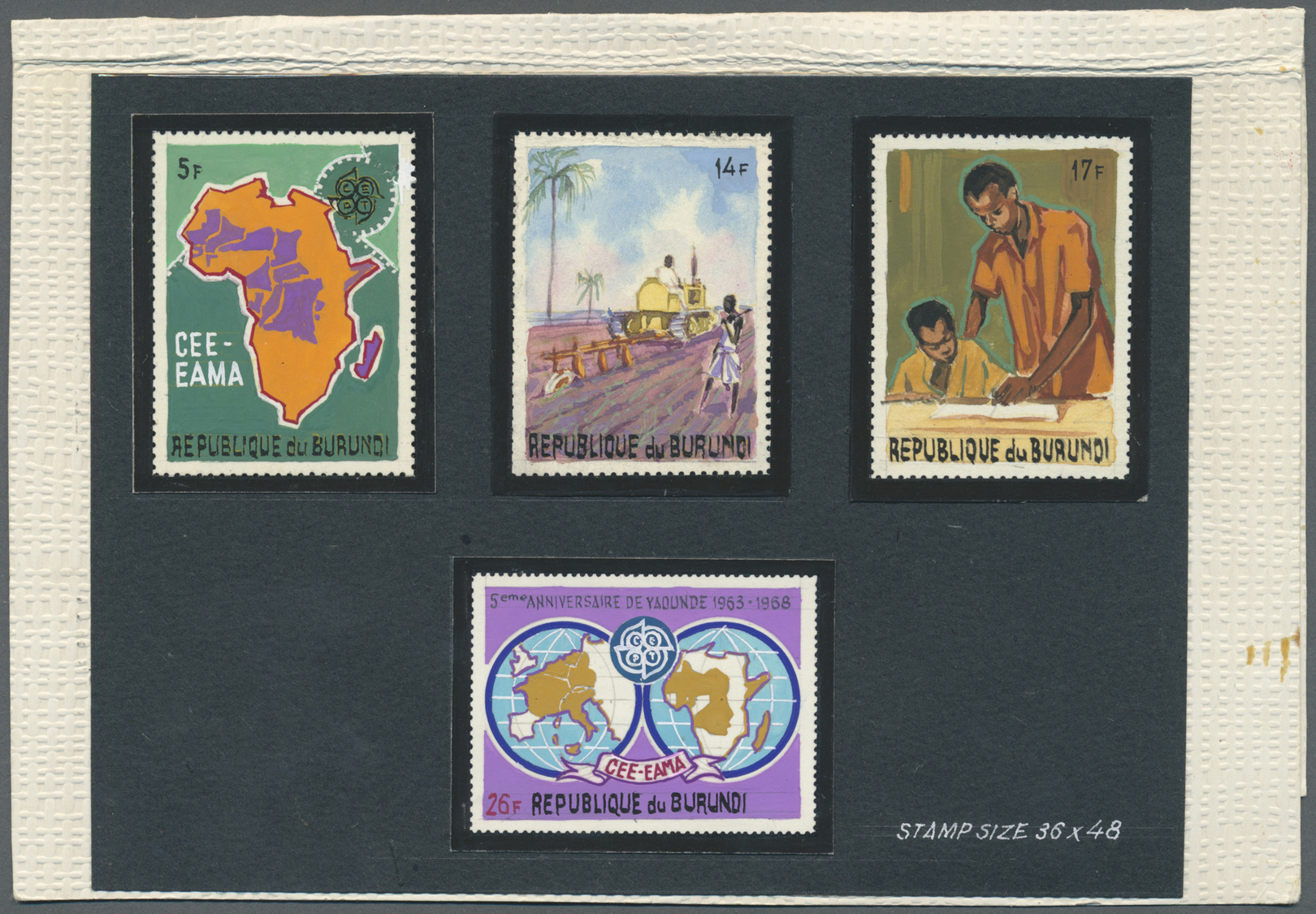 Burundi: 1969. 5th Anniversary Of The European And African-Malgache Economic Community. 4 Artist's Stamp-sized Drawings - Unused Stamps