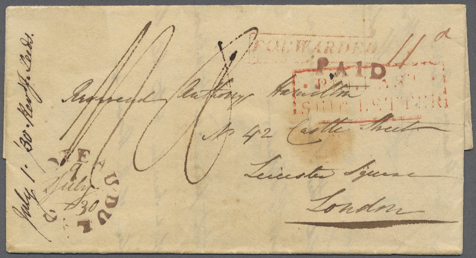 Br Canada - Vorphilatelie: 1830. Pre-stamp Envelope Written From 'Coteau Du Lac' Addressed To London Cancelled By Coteau - ...-1851 Prephilately