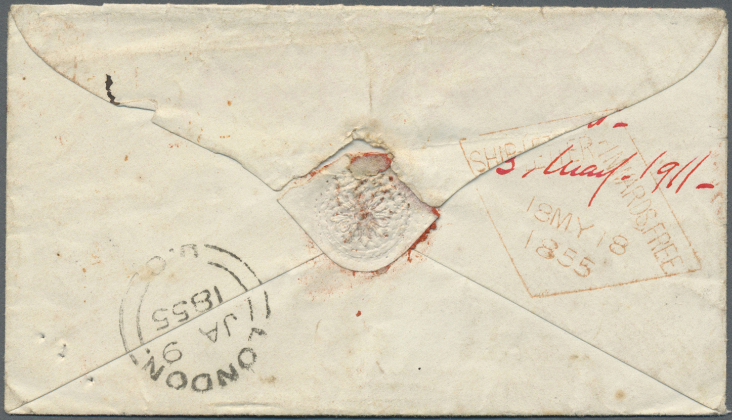 Br Canada - Vorphilatelie: 1855 (Jan 9): Stampless Cover From St. Thomas, Upper Canada To Launceston, Van Diemens Land ( - ...-1851 Prephilately