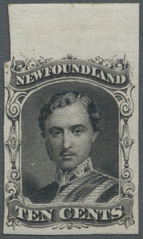 ** Neufundland: 1870, Prince Consort 10c Black On White Paper From Upper Margin With Short Margin At Upper Left Corner,  - 1857-1861