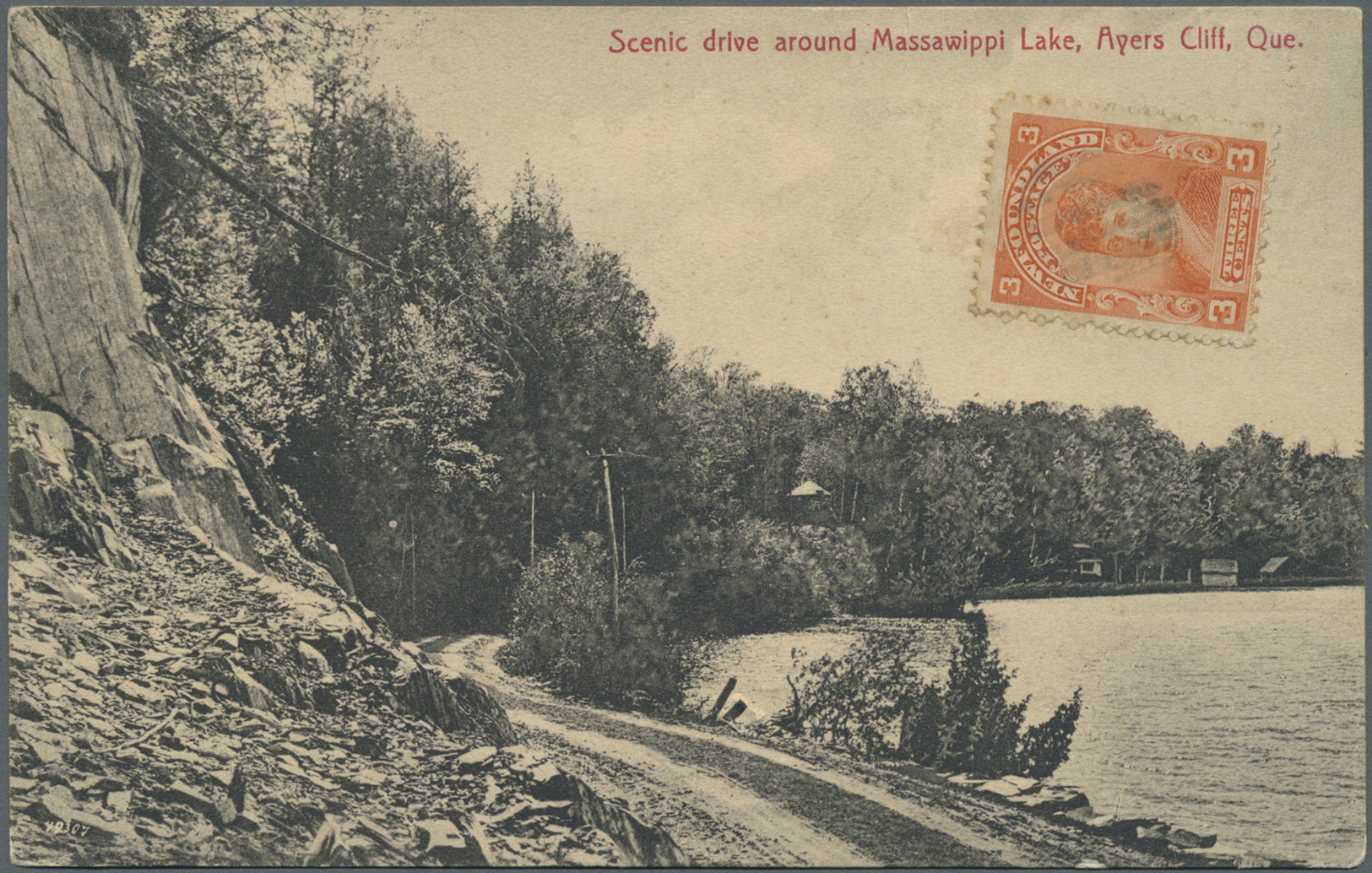 Br Neufundland: 1918. Picture Post Card Of 'Massawippi Lake' Addressed To Eritrea Bearing SG 88, 3c Red/orange Tied By B - 1857-1861