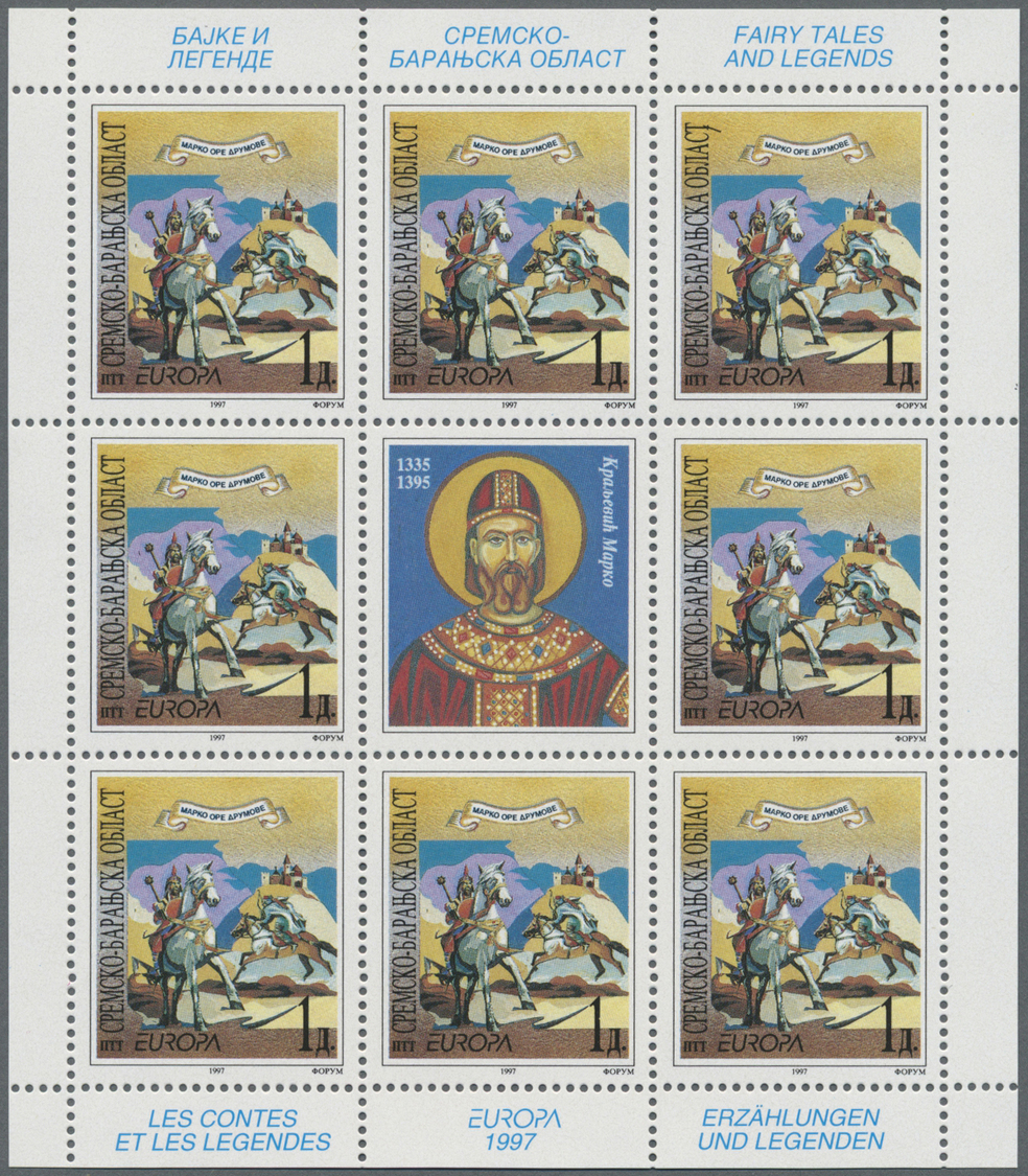 ** Kroatien - Serbische Krajina: 1997, Europa, Both Issues In 10 Little Sheets Of 8 Stamps Each, Mint Never Hinge - Croatie