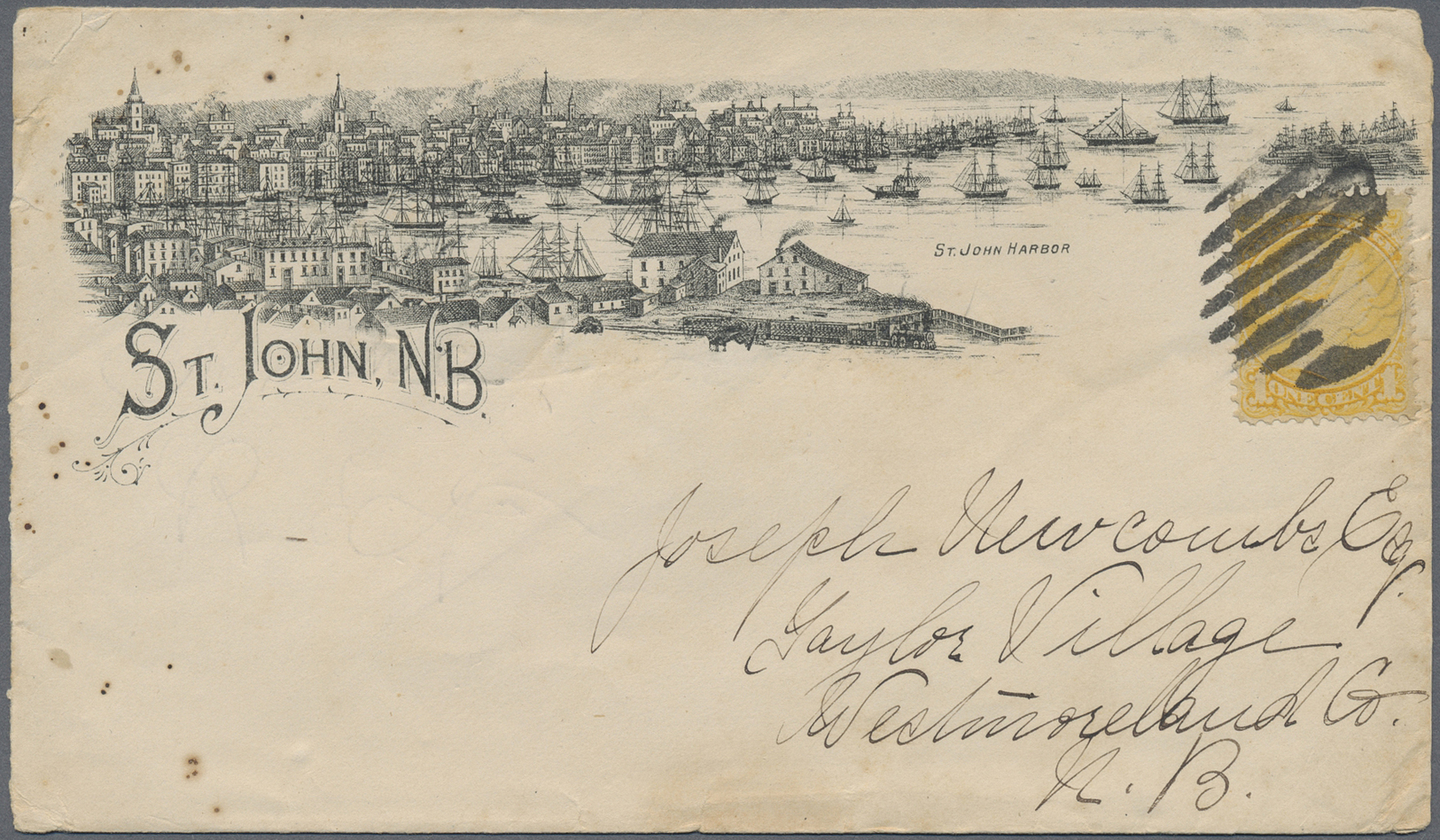 Br Canada: 1891. Illustrated Envelope Of 'St. John Harbour, New Brunswick' Addressed Locally Bearing ‘Small Queen' SG 75 - Other & Unclassified