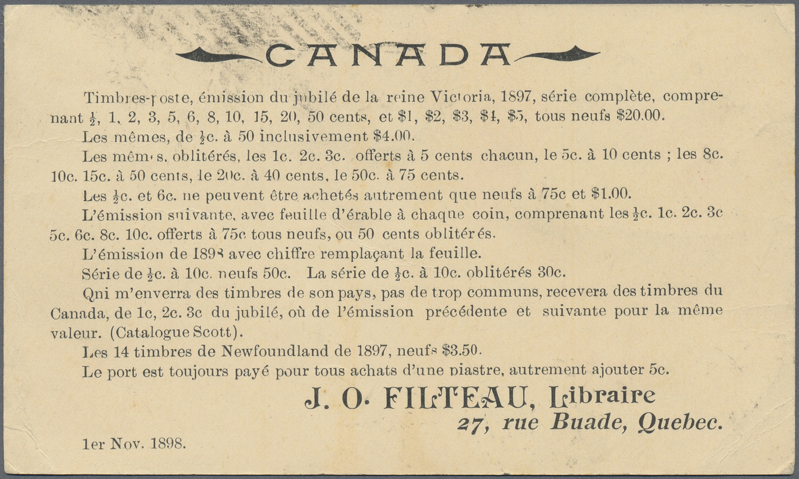 Br Canada: 1898. Illustrated Post Card 'Anglo Saxon/One Aim One Goal' Addressed To France Bearing SG 142, ½c Black (stri - Other & Unclassified