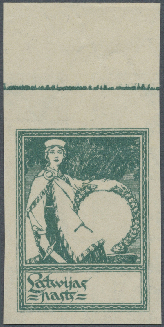 (*) Lettland: 1919, 1. Jahrestag Der Unabhängigkeit: 1 R, Ungezähnter Probedruck, Rahmen In Originalfarbe Auf Aufl - Latvia