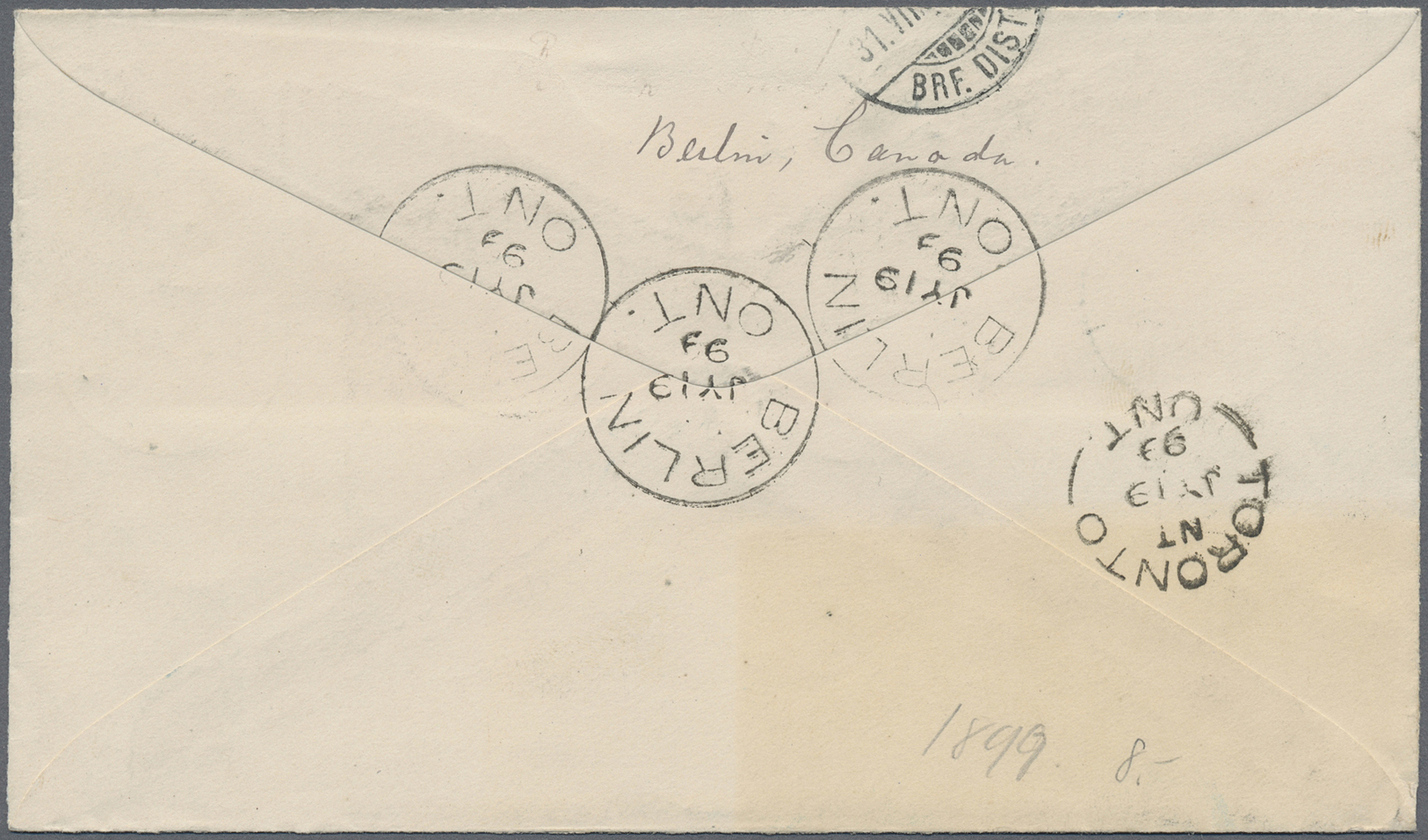 GA Canada - Ganzsachen: 1899, Stationery Envelope 3 C Uprated With X-Mass 3 C, British Imperium 3 C And QV 3 C Sent From - 1860-1899 Reign Of Victoria