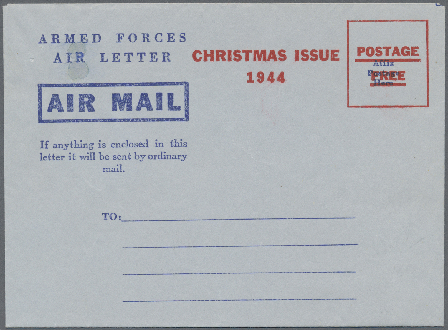 GA Canada - Ganzsachen: 1944, Armed Forces Air Letter, Christmas Issue 1944, Unused Mint, Punchholes (some Closed), #101 - 1860-1899 Reign Of Victoria