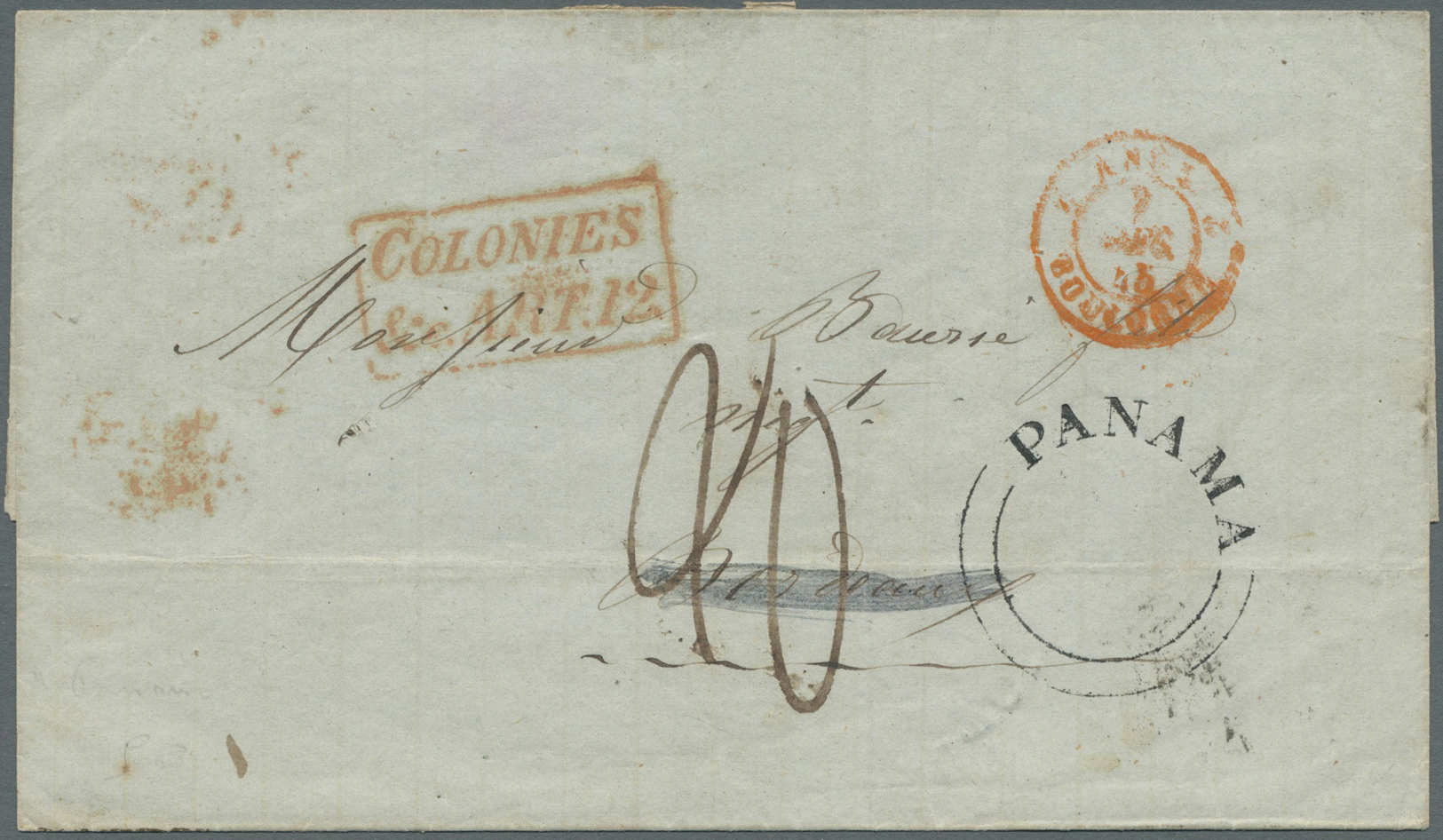 Br Chile: 1845. Stampless Envelope Written From Valparaiso Dated '25th Oct 1845' Addressed To France With Framed Account - Chile