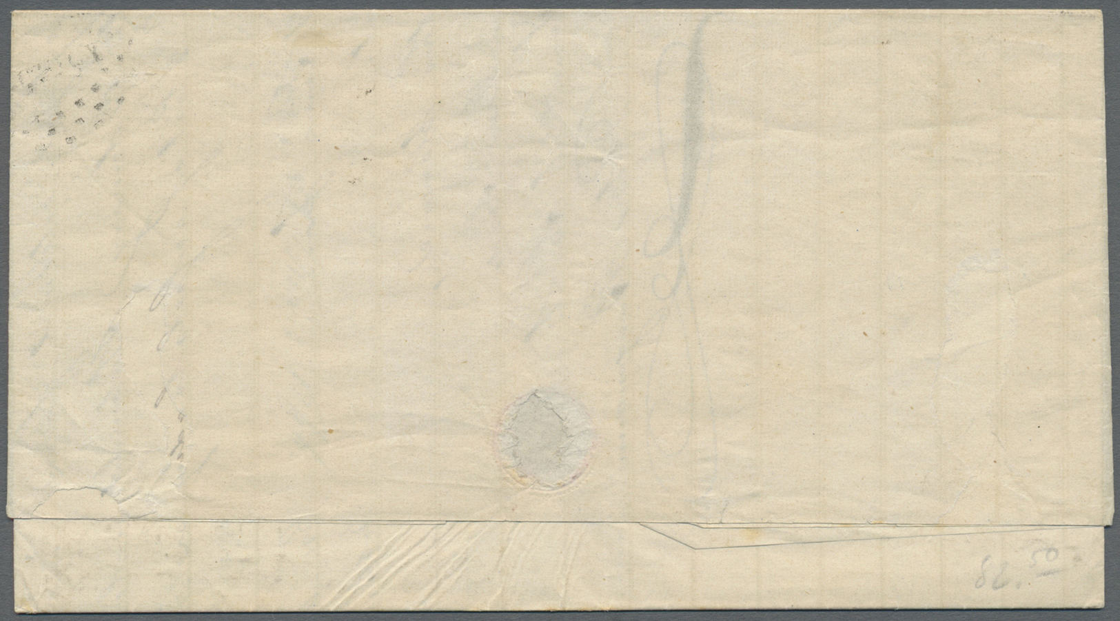 Br Chile: 1866 (31.5.), Stampless Folded Entire From YQUIQUE (scarce Dotted Pmk.) 'pr. Vapor' To Valparaiso, Minor Blemi - Chile