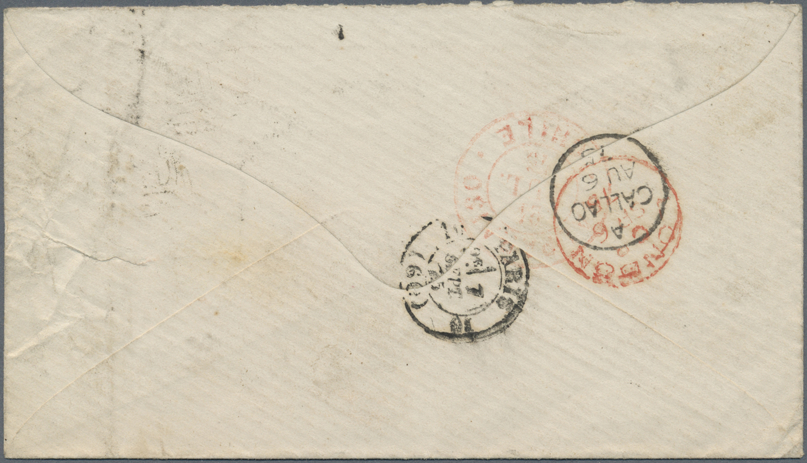 Br Chile: 1875. Envelope Addressed To France Bearing Chile Yvert 15, 20c Green Tied By Cork Cancel With Adjacent Concepc - Chile