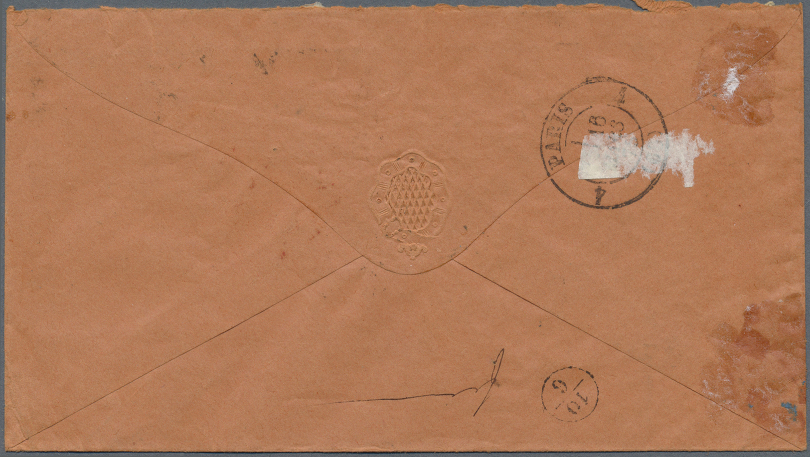 Br Chile: 1875 (British P.O.). Envelope Addressed To France Bearing Great Britain SG 94, 4d Vermillion (pair) Tied By C/ - Chile