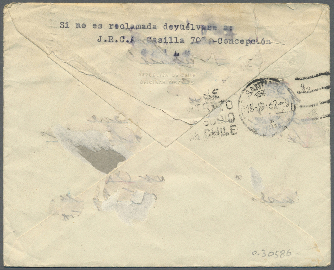 Br Chile: 1904/1932, CAMARA DE DIPUTADOS, four used envelopes with embossed imprint "Camara De Diputados - Chile", 3 of 