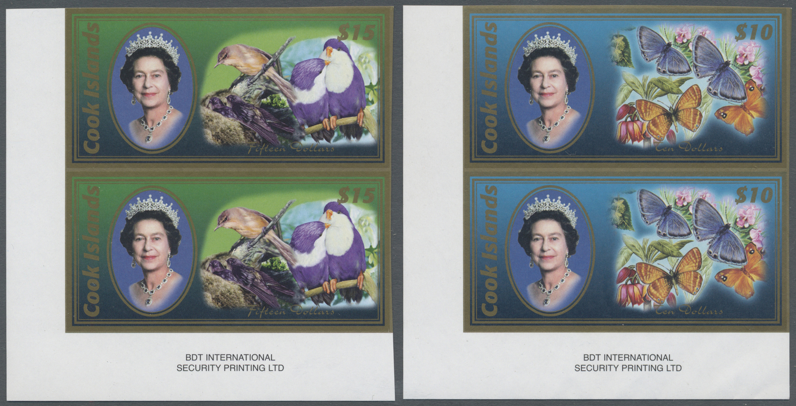 ** Cook-Inseln: 2007 'Animals Of The South Pacific + QVII.' Five Complete Sets Of Three Values, Each Value In Perforated - Cook