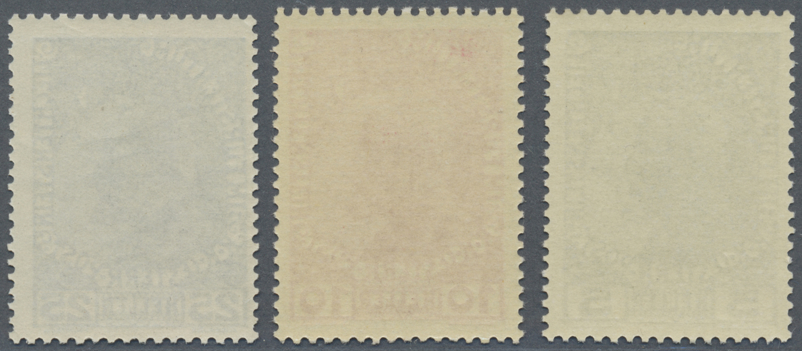 ** Liechtenstein: 1912, Freimarken 5 H. Dunkelgrün, 10 H. Dunkelrosarot Und 25 H. Dunkelkobalt, Gewöhnliches Papi - Covers & Documents