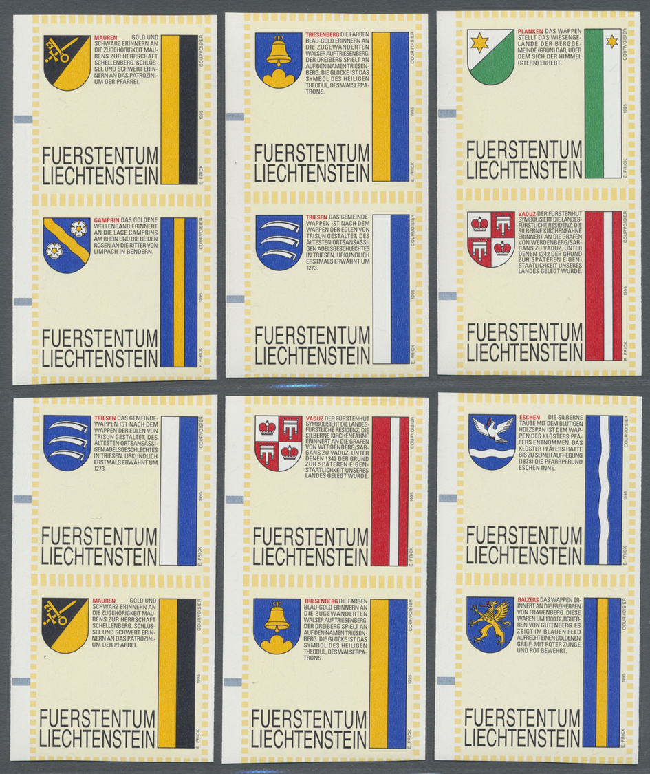 ** Liechtenstein: AUTOMATENMARKEN: 1995, Gemeindewappen, Elf Verschiedene Senkrechte Zusammendruckpaare, Je Ohne - Lettres & Documents