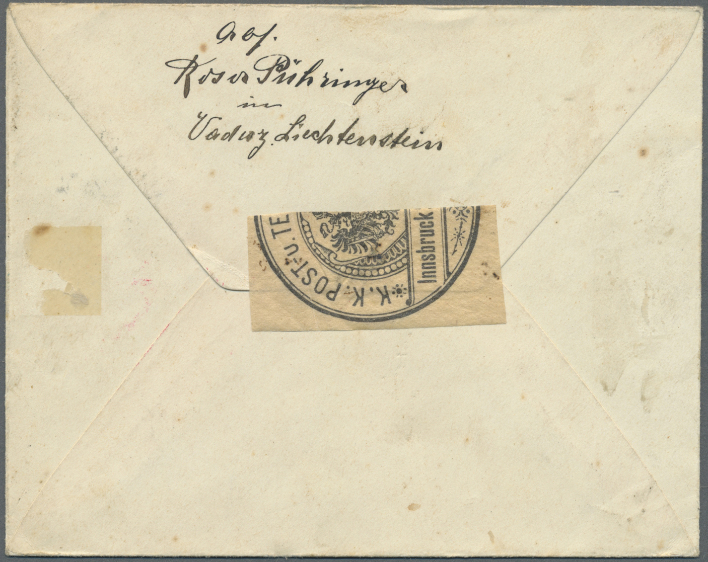 Br Liechtenstein: 1915, 10 H. Fürst Gew. Papier Auf Kl. Brief "Muster Ohne Wert" Von Vaduz An Das K.u.k-Pferdespi - Covers & Documents