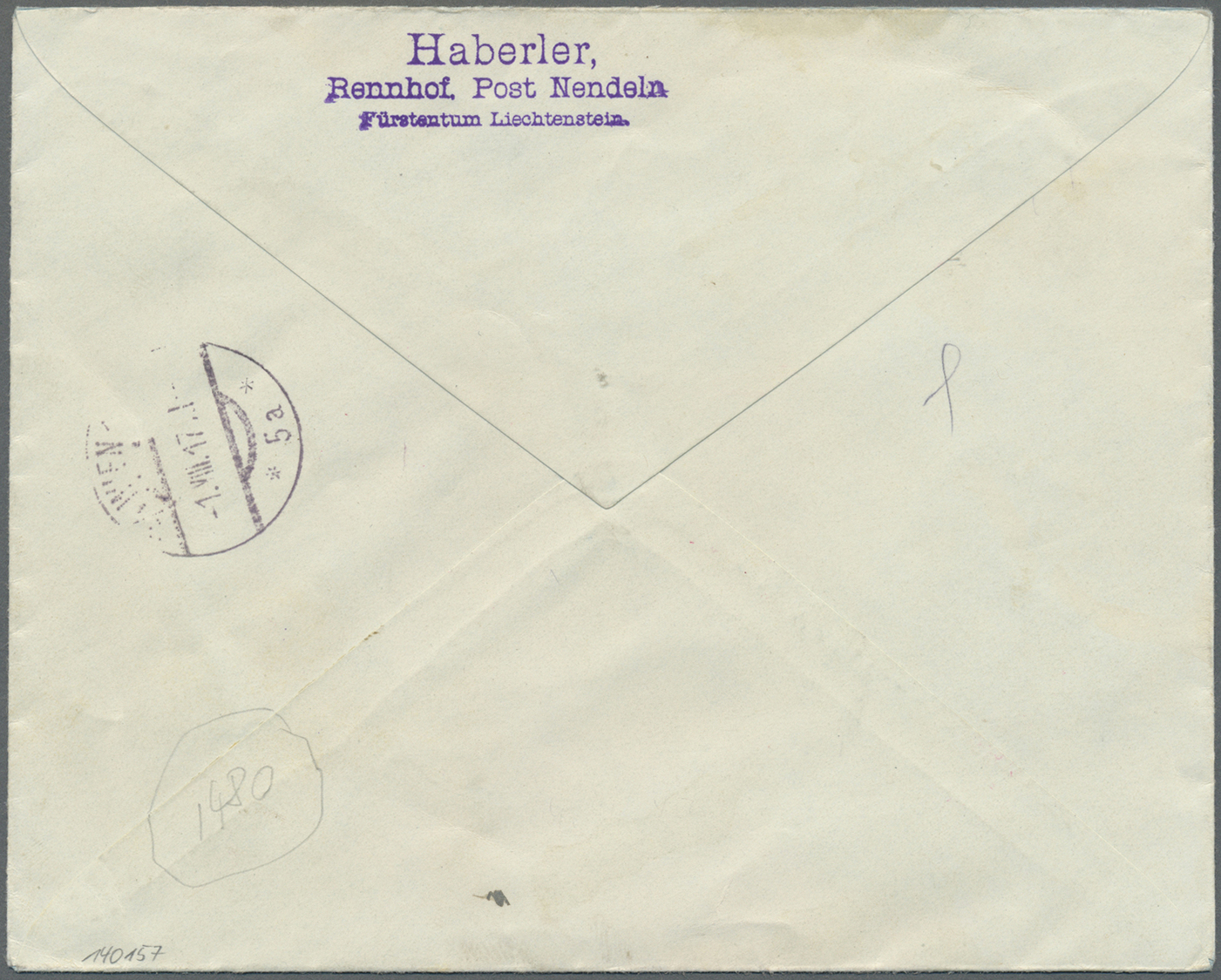 Br Liechtenstein: 1917, 10 H. Fürst Gew. Papier In MiF Mit Österreich-Mitläufer 60 H.Wappen, Seltene MiF Auf R-Ex - Lettres & Documents