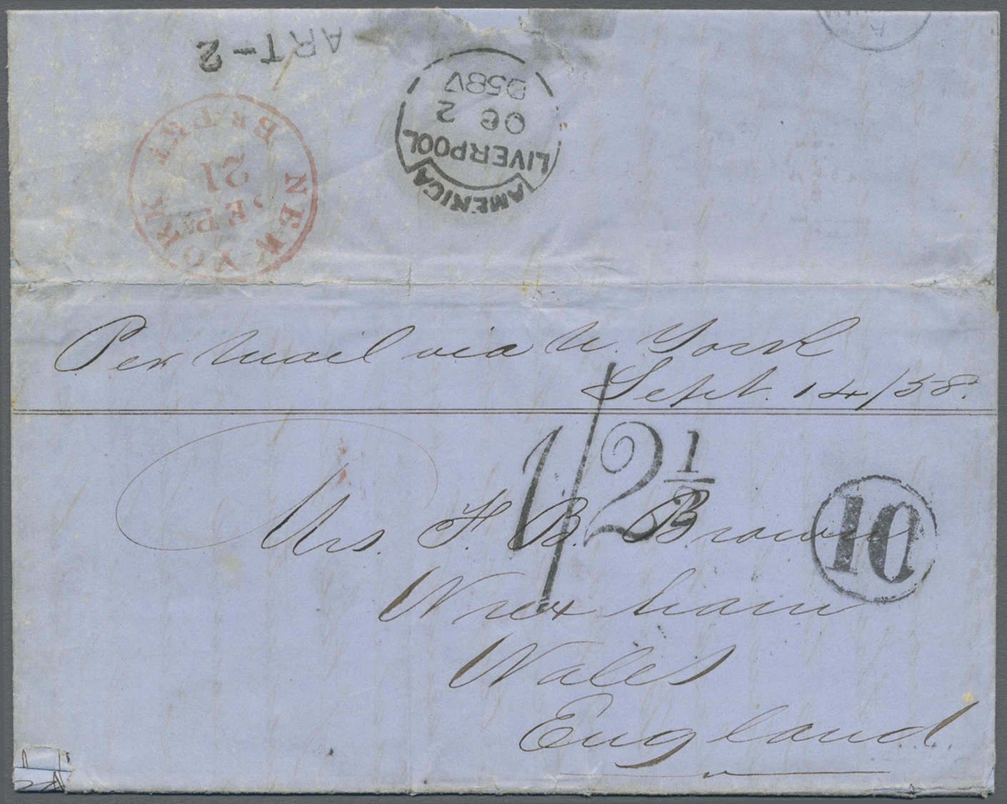 Br Cuba: 1858, Folded Letter From Havana (dated 14.09.) With Handwritten Endorsement "Per Mail Via N. York..." Via New Y - Other & Unclassified