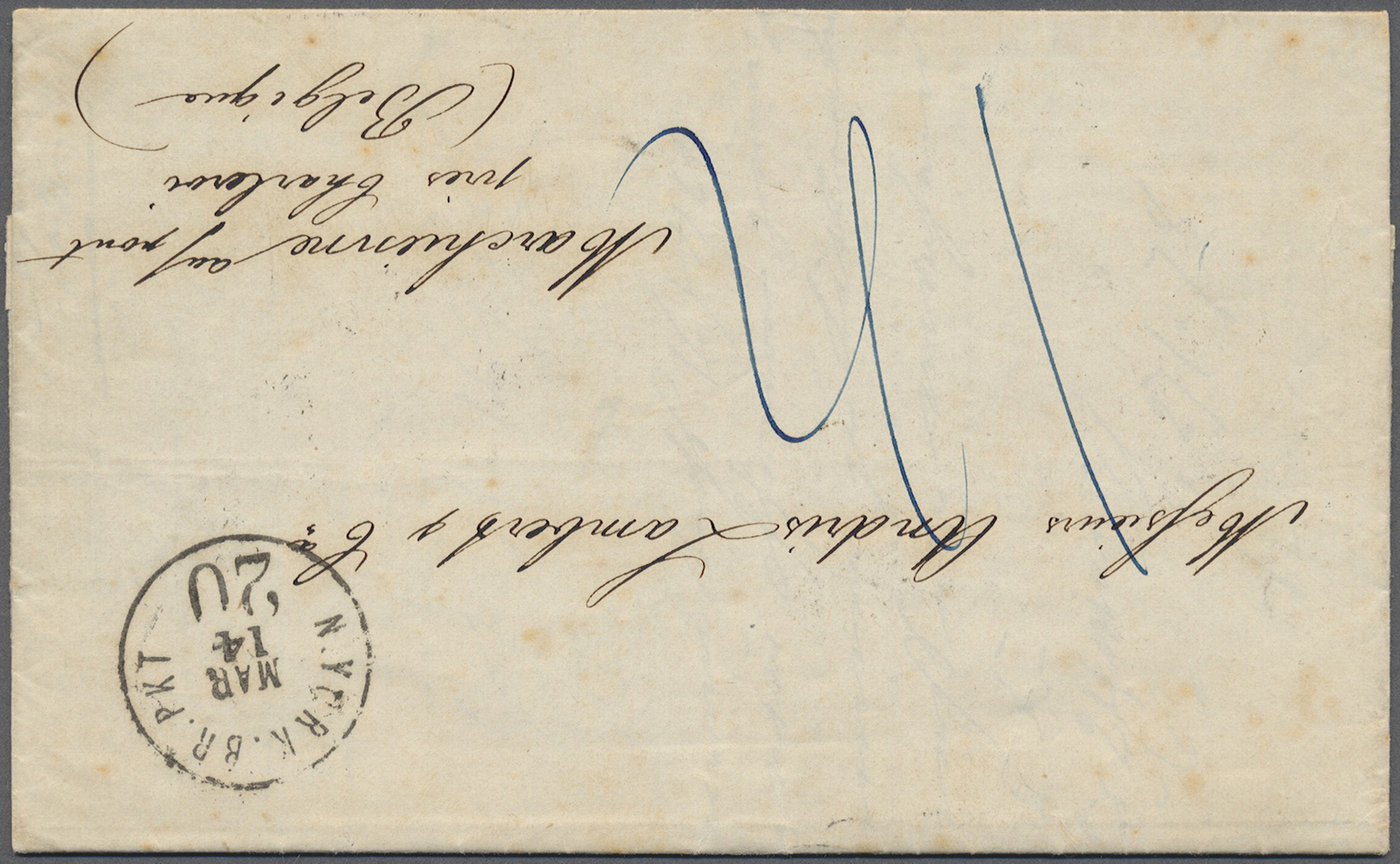 Br Cuba: 1860. Stampless Envelope Written From Havana Dated '8th May 1860' Addressed To Belgium Routed Via New York With - Autres & Non Classés