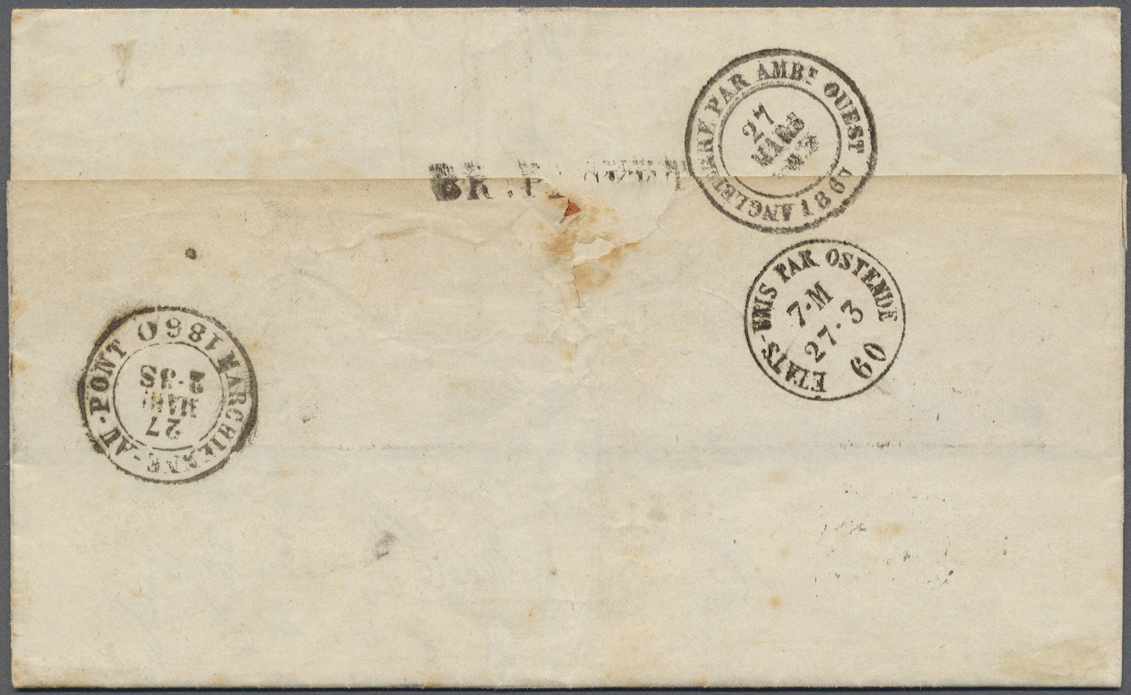 Br Cuba: 1860. Stampless Envelope Written From Havana Dated '8th May 1860' Addressed To Belgium Routed Via New York With - Autres & Non Classés