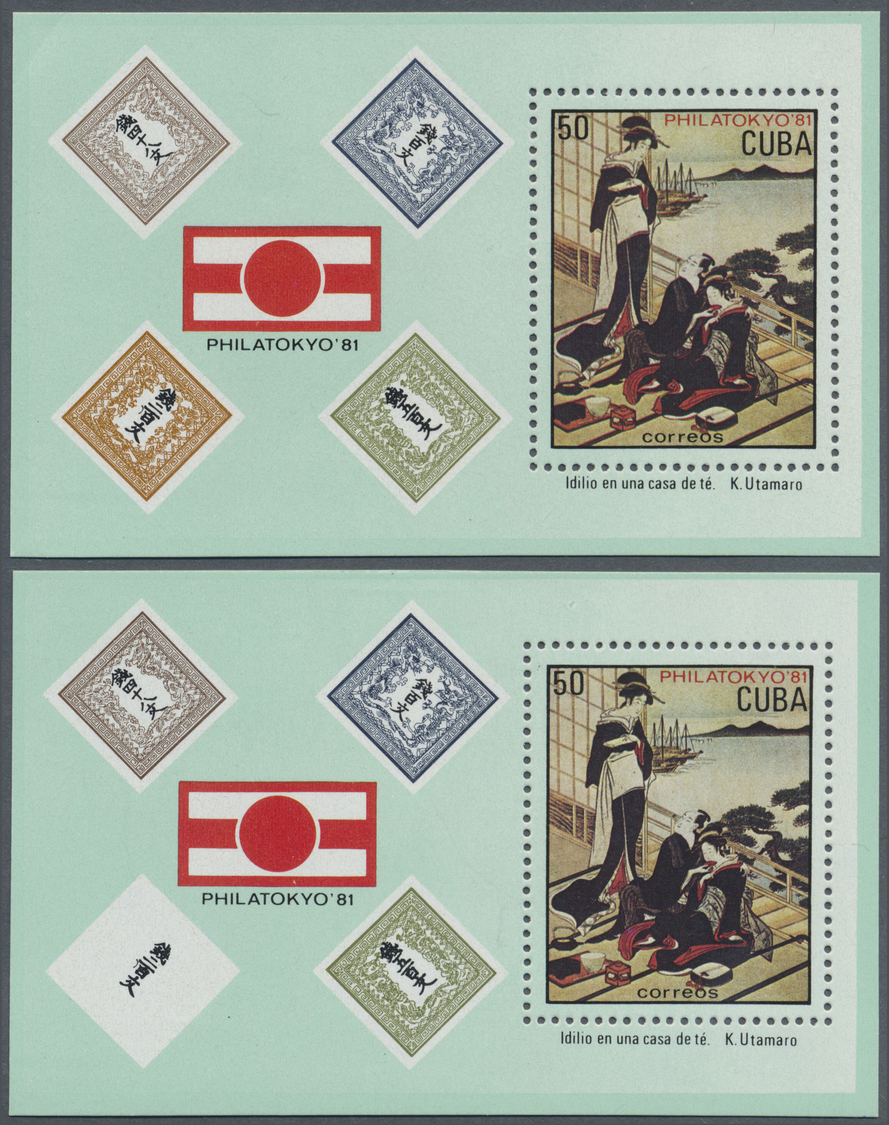 **/O Cuba: 1981/1983. Lot Of 3 Diff. Vatieties For S/s "Philatokyo '81" And 2 Diff. Varieties For S/s "Flores Cubanas".  - Other & Unclassified