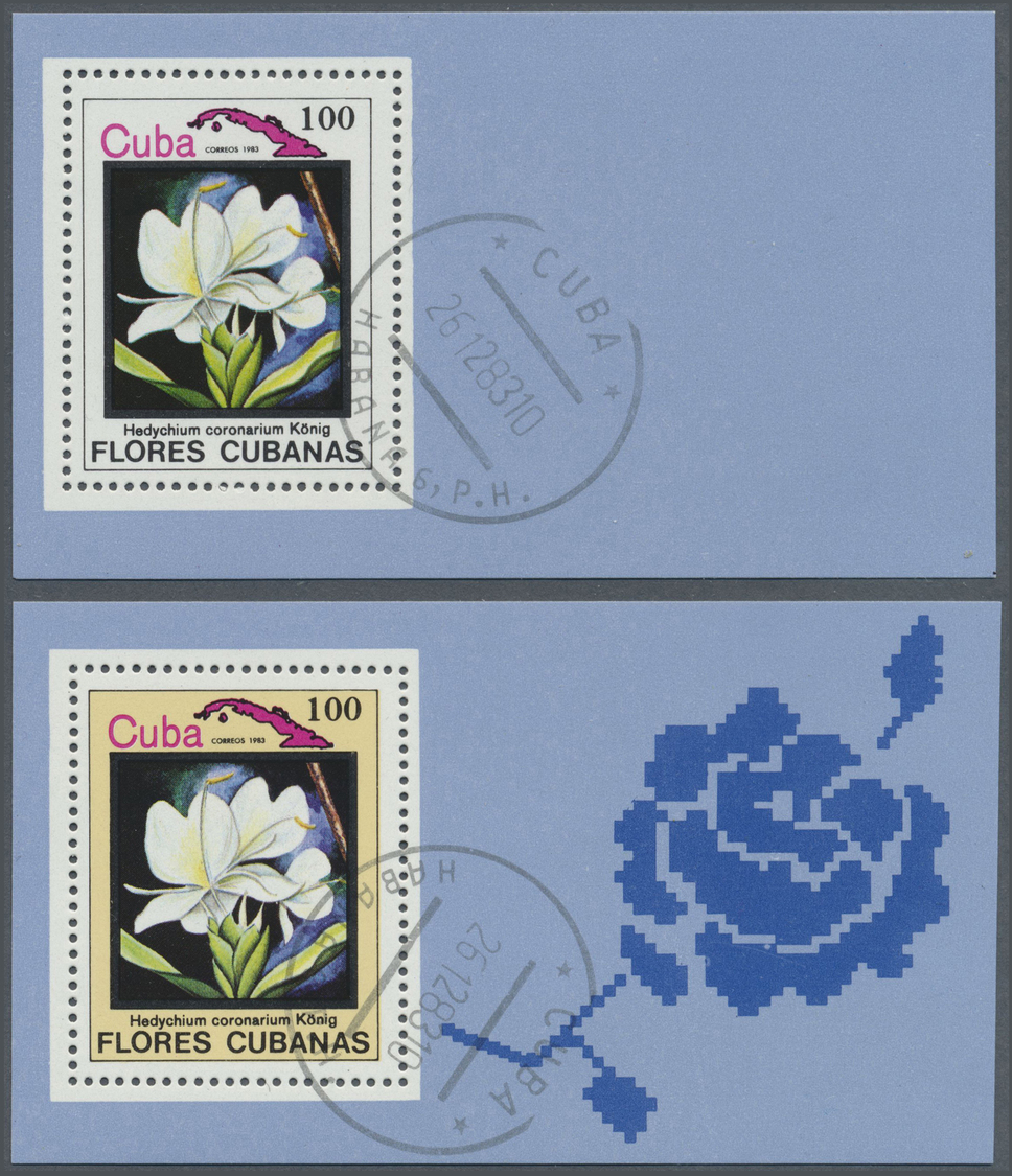 **/O Cuba: 1981/1983. Lot Of 3 Diff. Vatieties For S/s "Philatokyo '81" And 2 Diff. Varieties For S/s "Flores Cubanas".  - Other & Unclassified