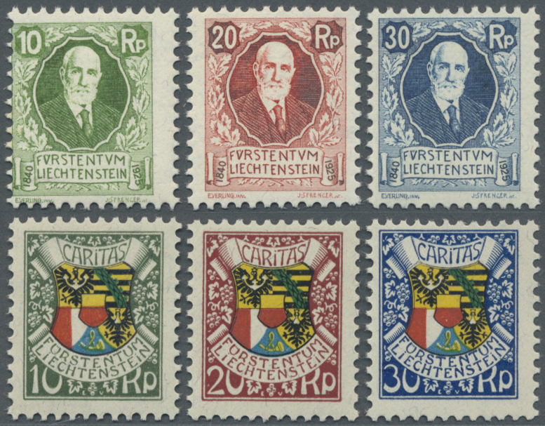 ** Liechtenstein: 1925 - 1927: 85. Und 87. Geburtstag Von Fürst Johann II., 2 Tadellos Postfrische Serien (S.B.K. - Covers & Documents