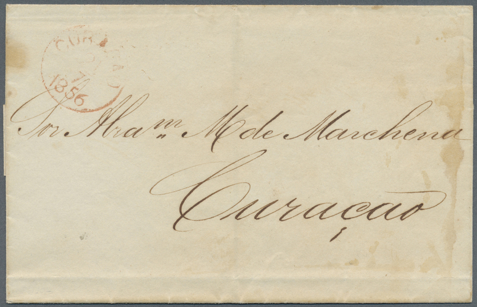 Br Dänisch-Westindien: 1856. Stampless Envelope Written From Saint Thomas Dated '14th July 1856' Addressed To Curacao Ca - Denmark (West Indies)
