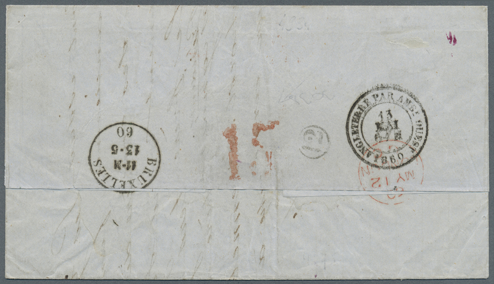 Br Dänisch-Westindien: 1860. Stampless Envelope Written From Curacao Dated '23rd April 1860' Addressed To Belgium Via Sa - Denmark (West Indies)