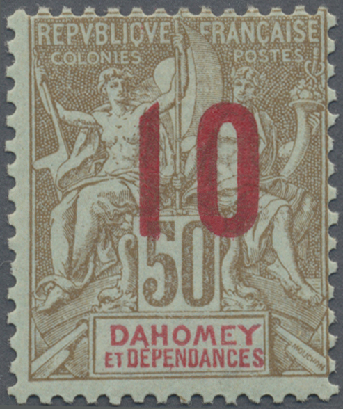 * Dahomey: 1912. Definitive 10/50 Brown And Red. Very Fine. Signed Brun. (quantity 450 Copies Only) - Other & Unclassified