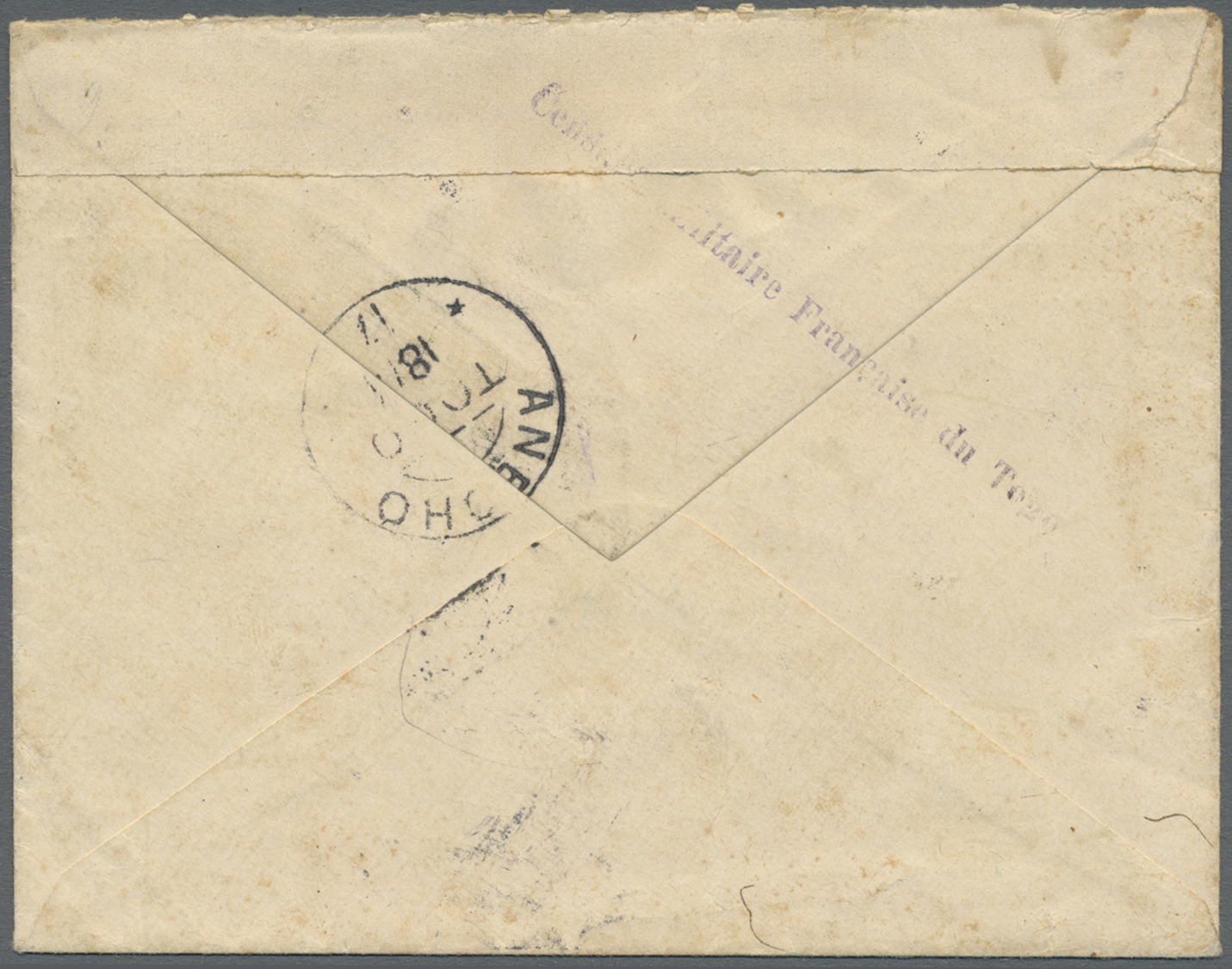 Br Dahomey - Portomarken: 1914, Due Stamps 5 C And 15 C Canc. "ANECHO TOGO 19/4 17" On Unfranked Cover Sent From "LOME 1 - Other & Unclassified