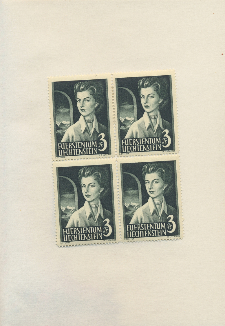 **/*/O/ Liechtenstein: 1955, Freimarken Fürstenpaar, Der Viererblocksatz Jeweils Ungebraucht (je 2 Marken Postfrisch) - Lettres & Documents
