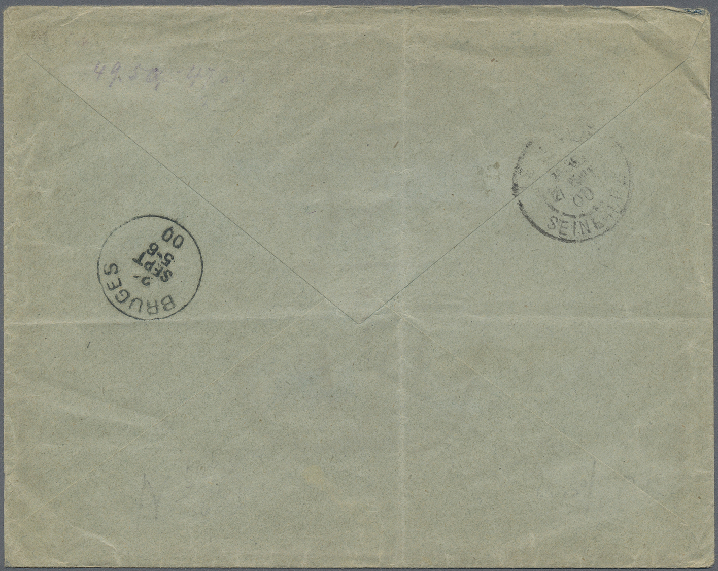 Br Diego Suarez: 1900. Registered Envelope To Belgium Bearing Diego-Suarez Yvert 49, 75c Violet/yellow And Yvert 50, 1f  - Other & Unclassified