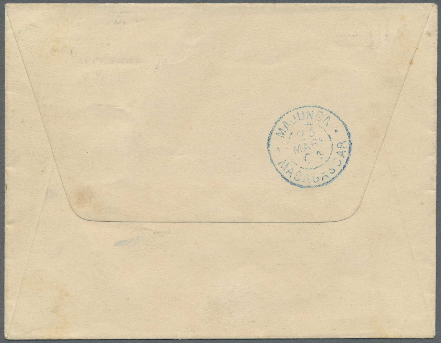Br Diego Suarez: 1904. Envelope To Majunga Cancelled 'Affranchissement ‘Exceptionelle (Faute De Timbres)’ In Blue Bearin - Autres & Non Classés