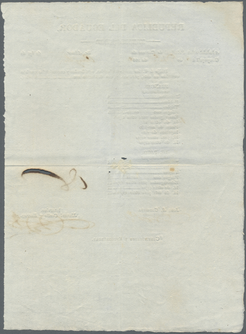 Br Ecuador: 1835, Printed Accompanying Note With M/s Quantity Of Postal Transmission From Admin. Principal De Correos De - Ecuador