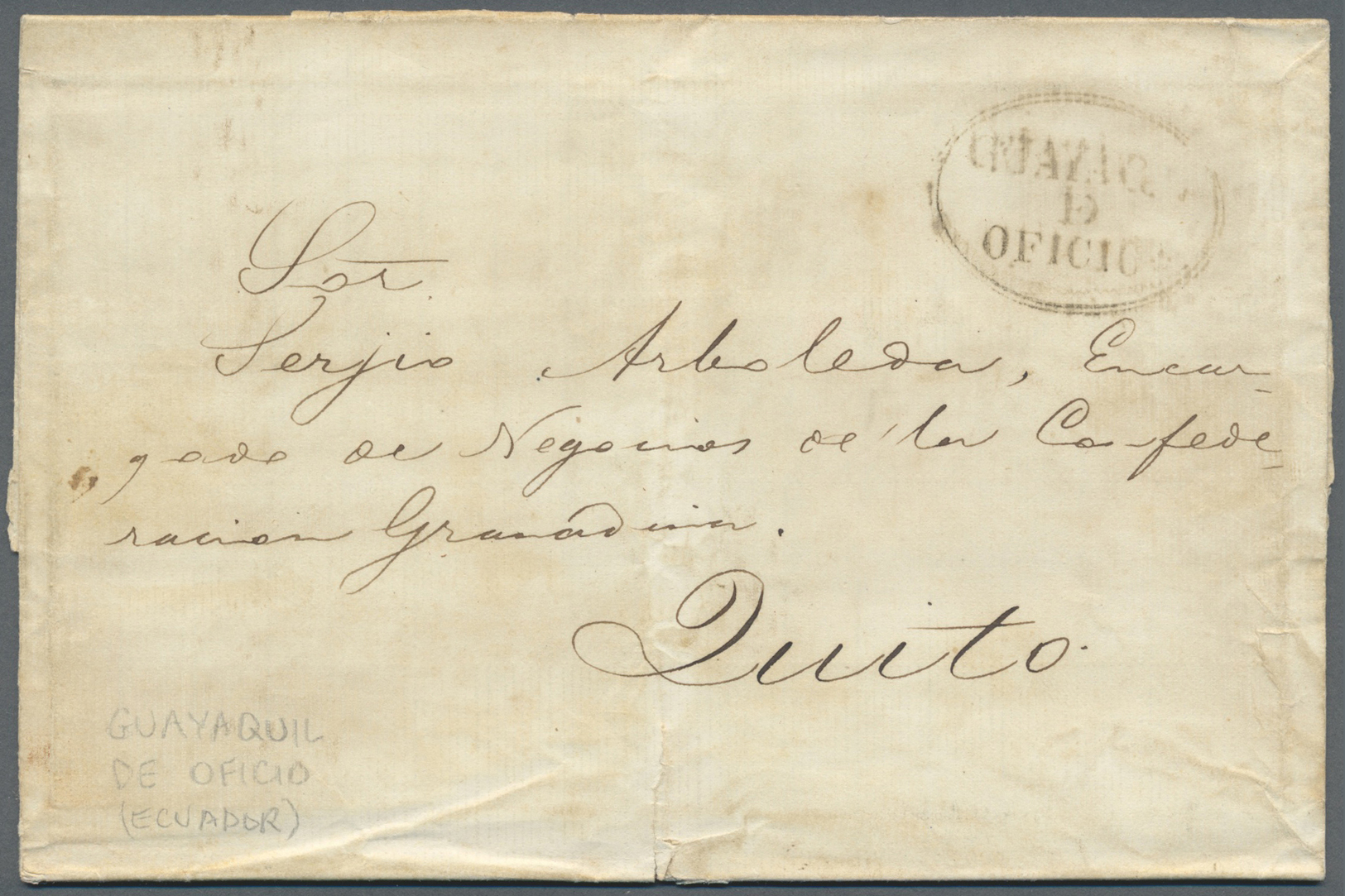 Br Ecuador: 1862. Stampless Envelope (little Tear Below And Minimal Toned) Written From Guayaquil Dated '27 Sept 1862' A - Ecuador