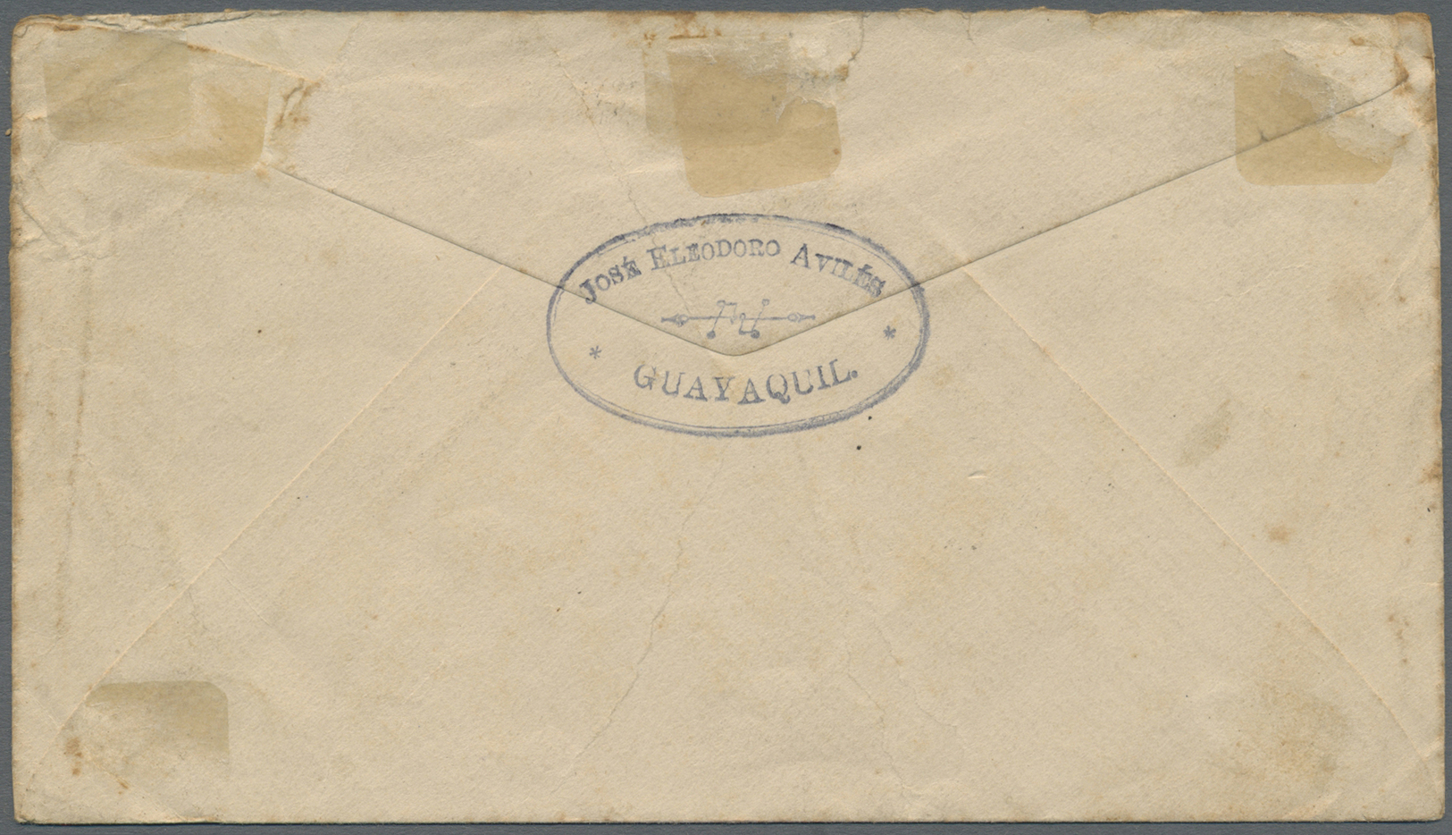 Br Ecuador: 1898. Stampless Envelope Addressed To Quito Cancelled By Oval ‘Correos/Guayaquil, Ecuador/8 Dec 1898’ Hand-s - Ecuador