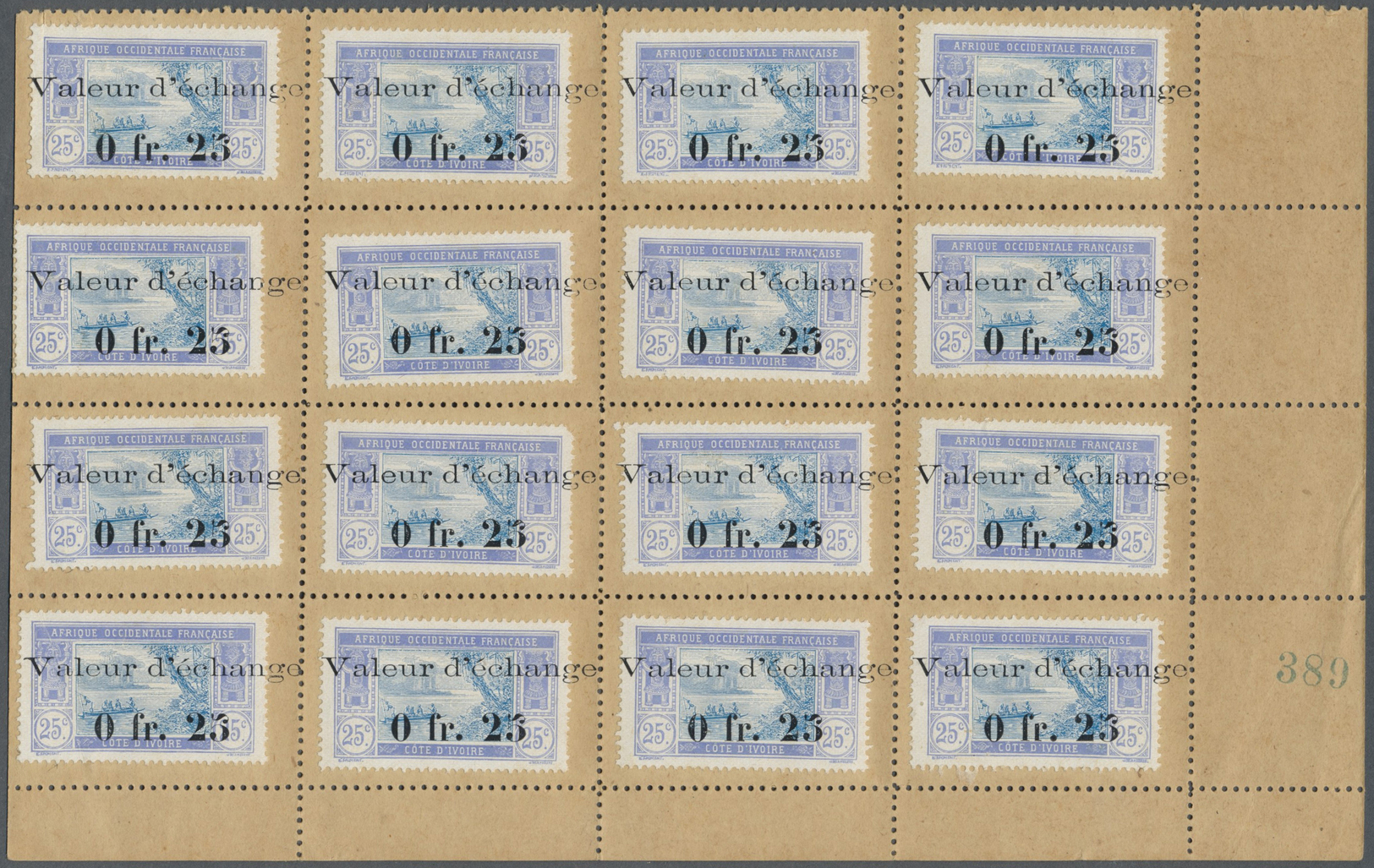(*) Elfenbeinküste: Timbres Monnaie. 3 Feuilles De 16 Timbres Monnaies Avec N° De Planche, Yvert 44+45+48 (cote 1988). E - Ivory Coast (1960-...)