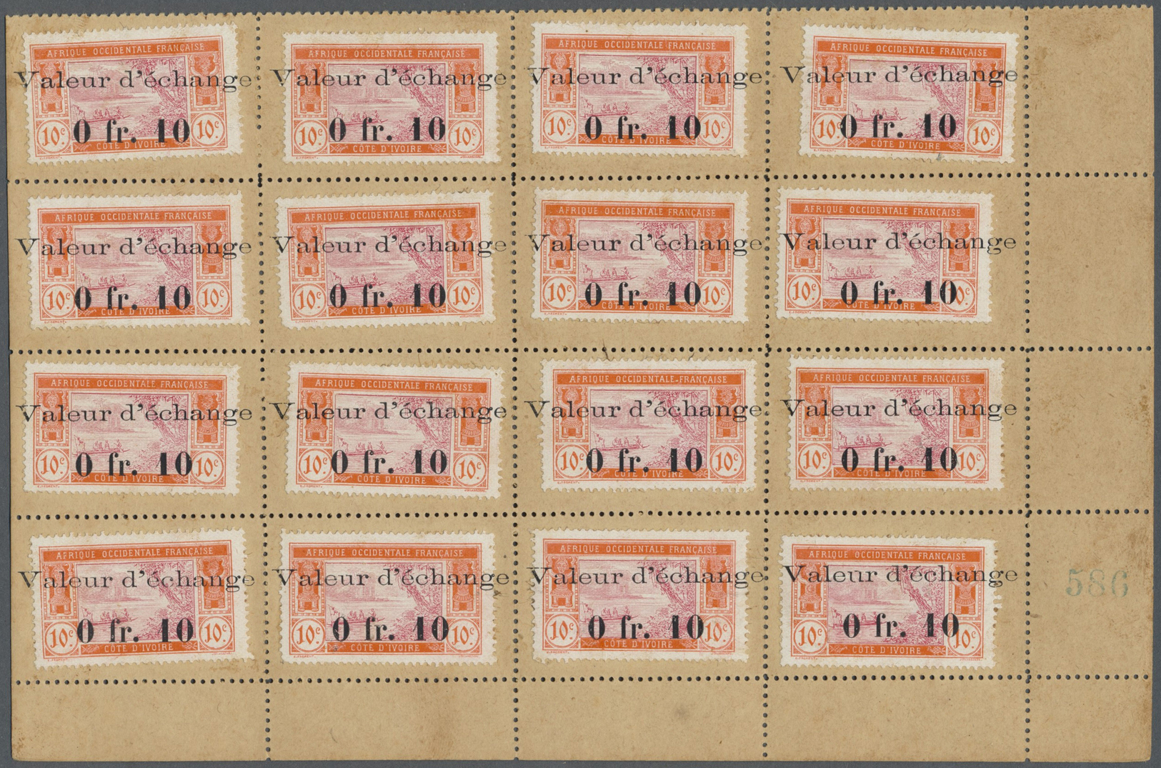 (*) Elfenbeinküste: Timbres Monnaie. 3 Feuilles De 16 Timbres Monnaies Avec N° De Planche, Yvert 44+45+48 (cote 1988). E - Costa D'Avorio (1960-...)