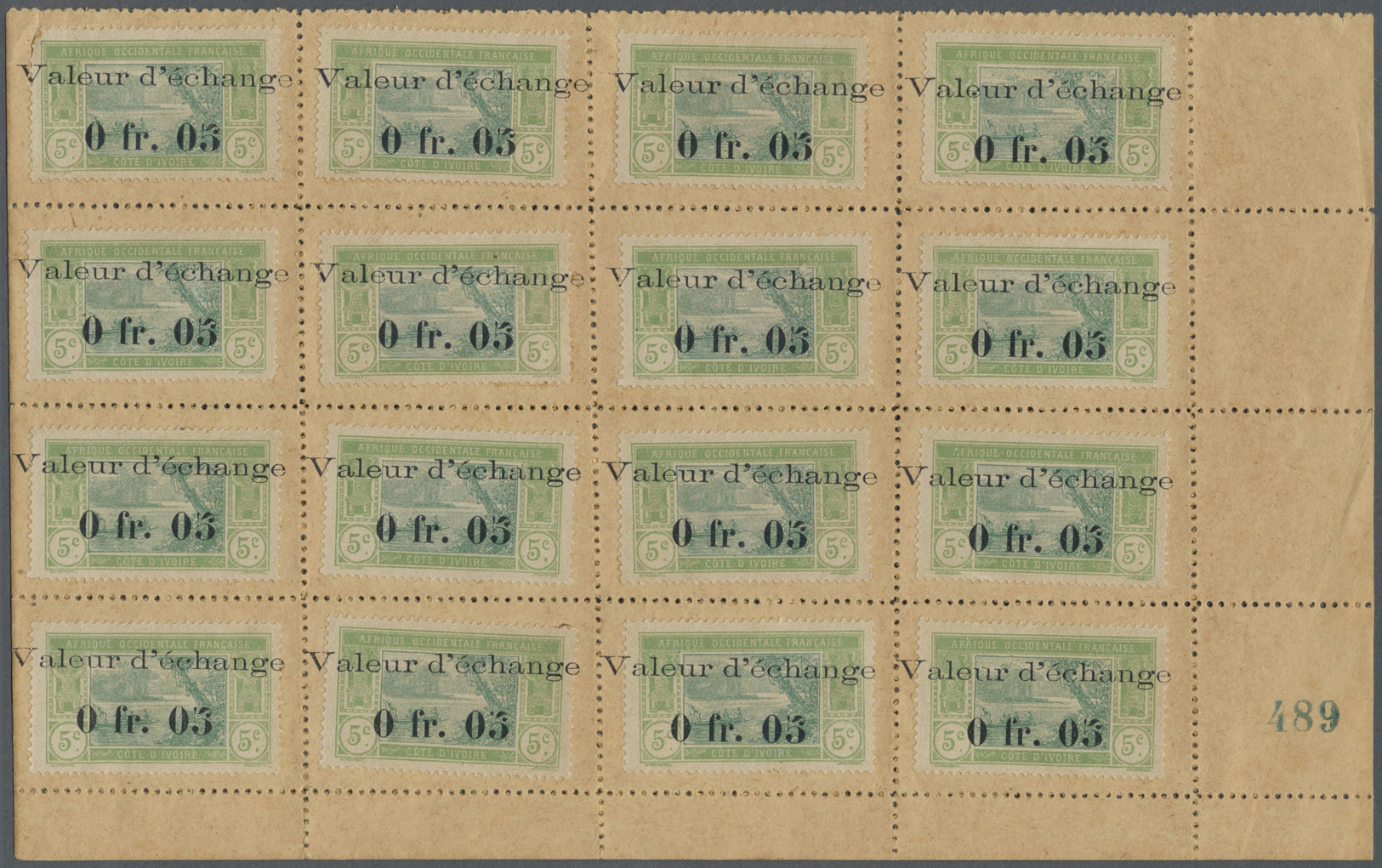 (*) Elfenbeinküste: Timbres Monnaie. 3 Feuilles De 16 Timbres Monnaies Avec N° De Planche, Yvert 44+45+48 (cote 1988). E - Côte D'Ivoire (1960-...)